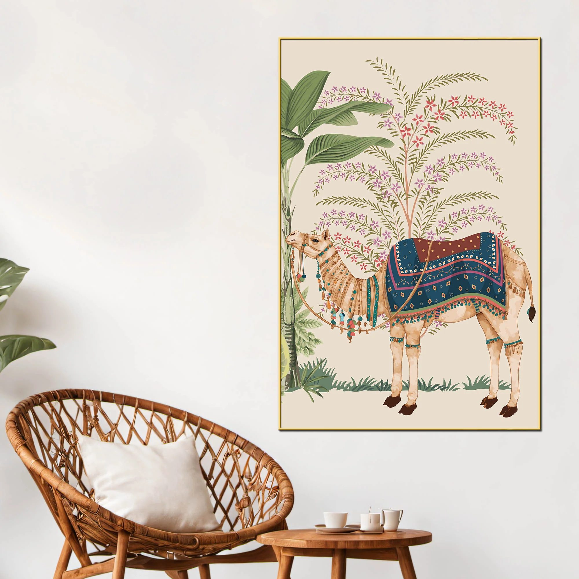 Decorated Rajasthani Camel Canvas Wall Painting | Ethnic Decor - Image 2