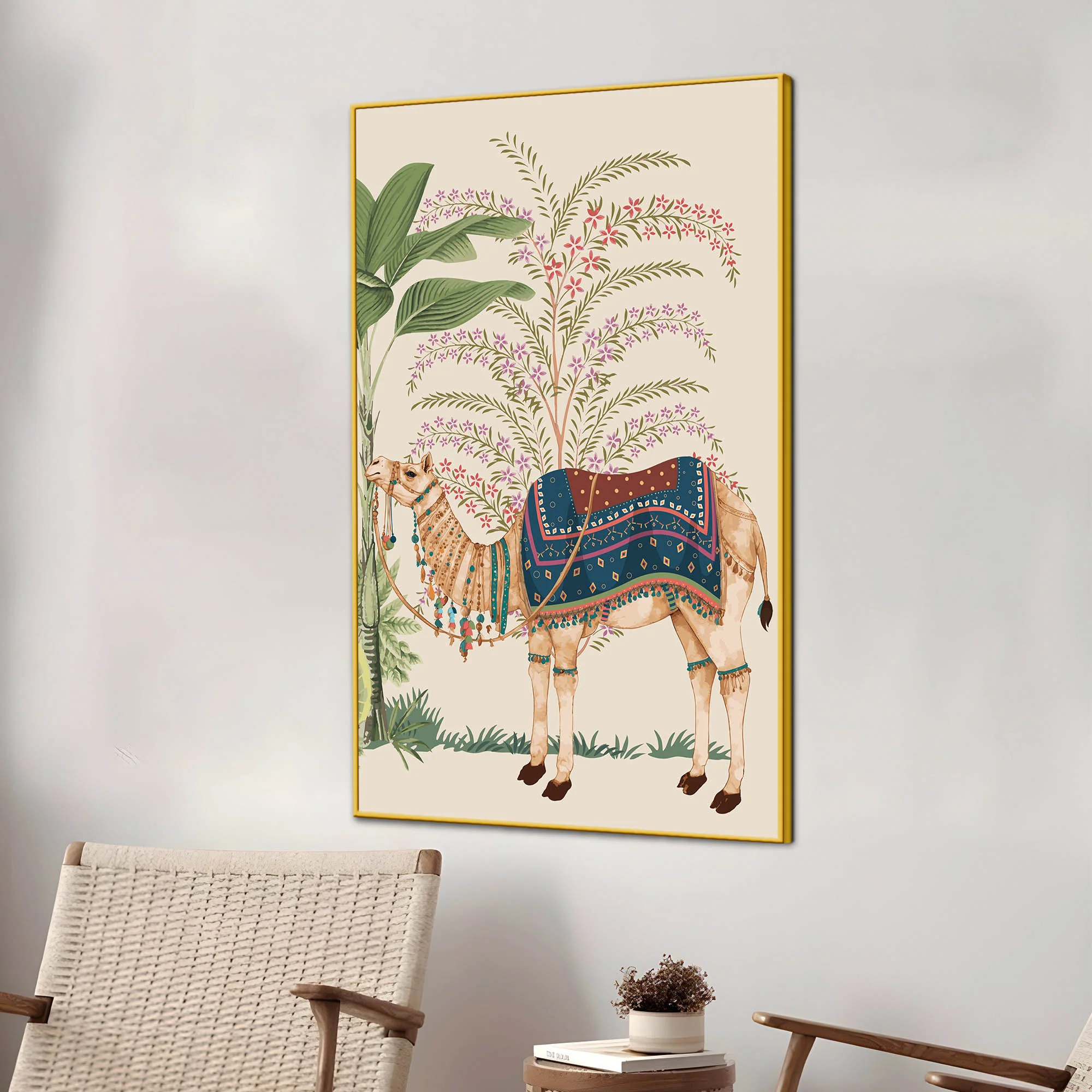 Decorated Rajasthani Camel Canvas Wall Painting | Ethnic Decor - Image 3
