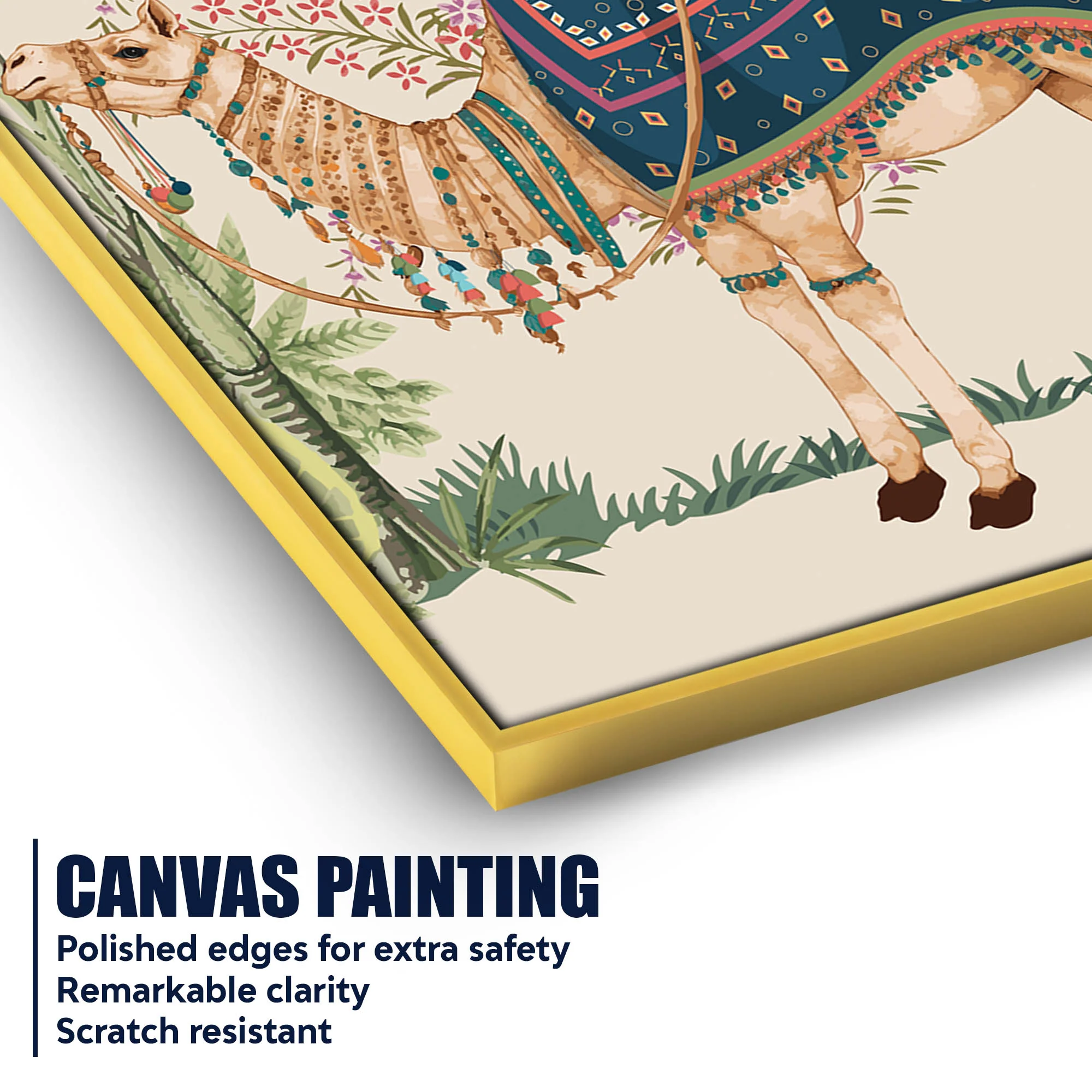 Decorated Rajasthani Camel Canvas Wall Painting | Ethnic Decor - Image 4
