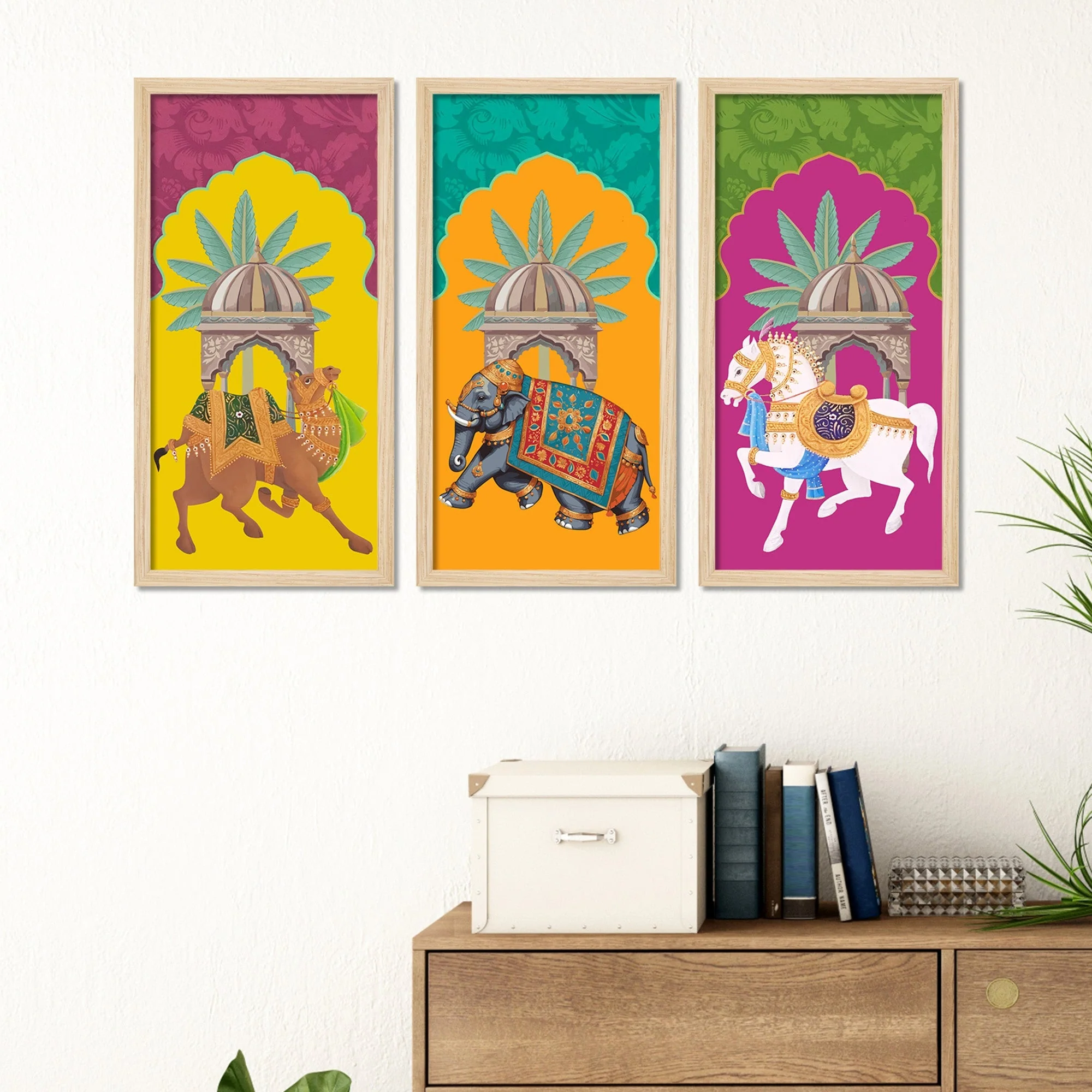 Decorative Animals Floral Art Wooden Wall Frame Set of Three - Image 3