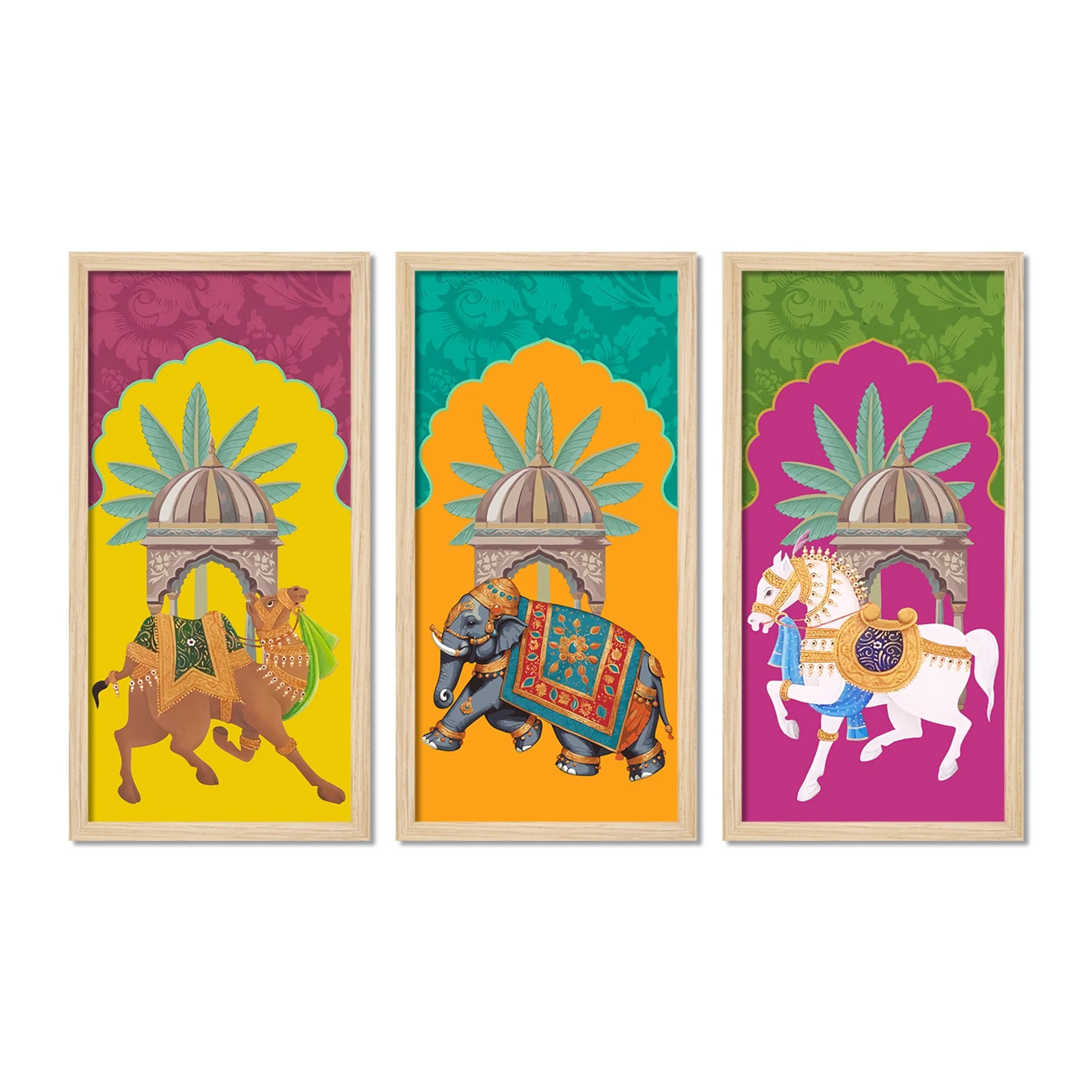 Decorative Animals Floral Art Wooden Wall Frame Set of Three - Image 4
