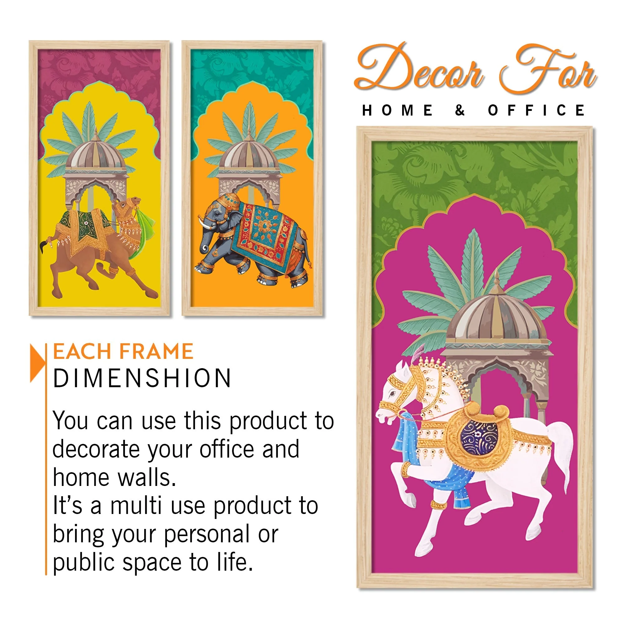 Decorative Animals Floral Art Wooden Wall Frame Set of Three - Image 5