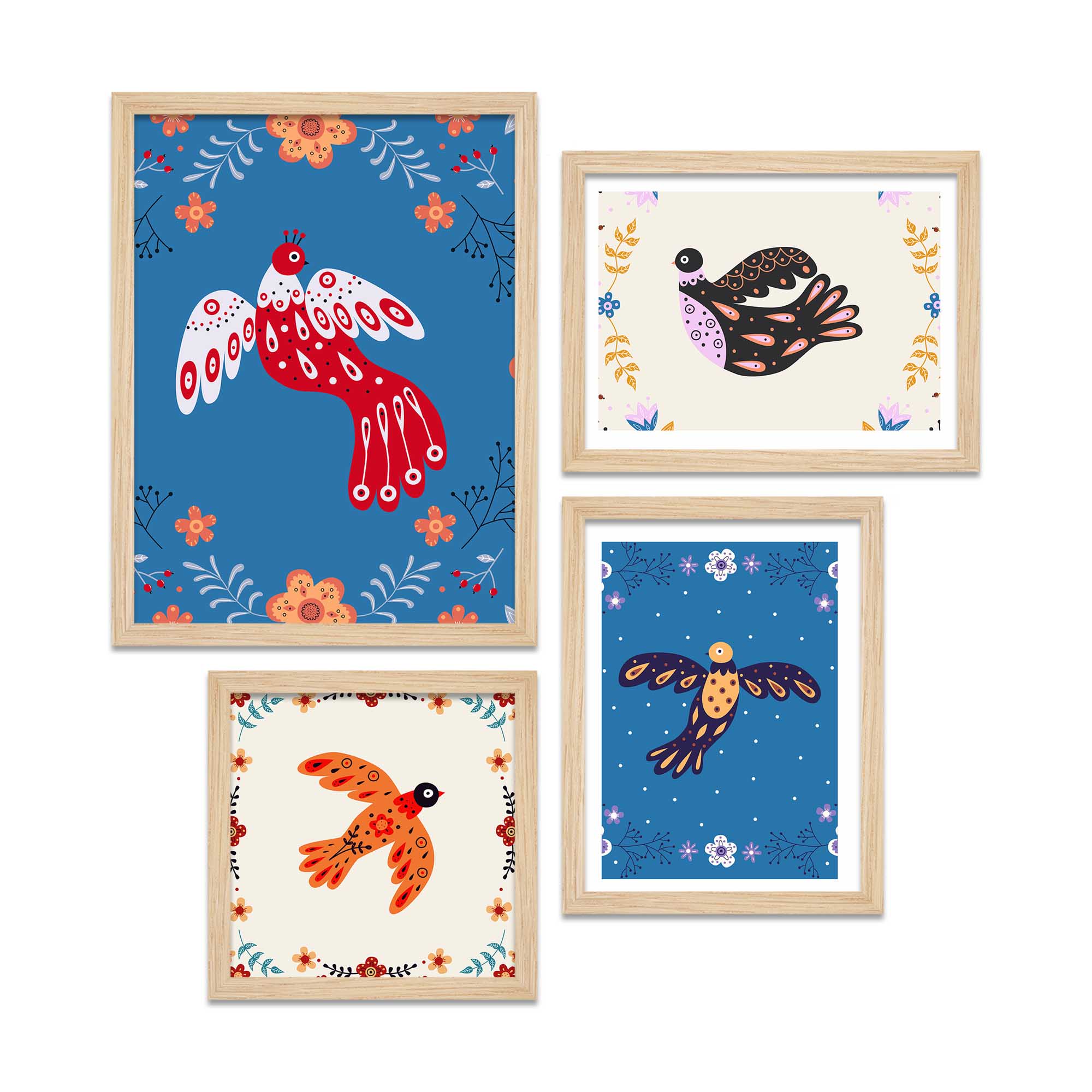 Decorative Art Bird Wall Frame Set of Four - Image 4