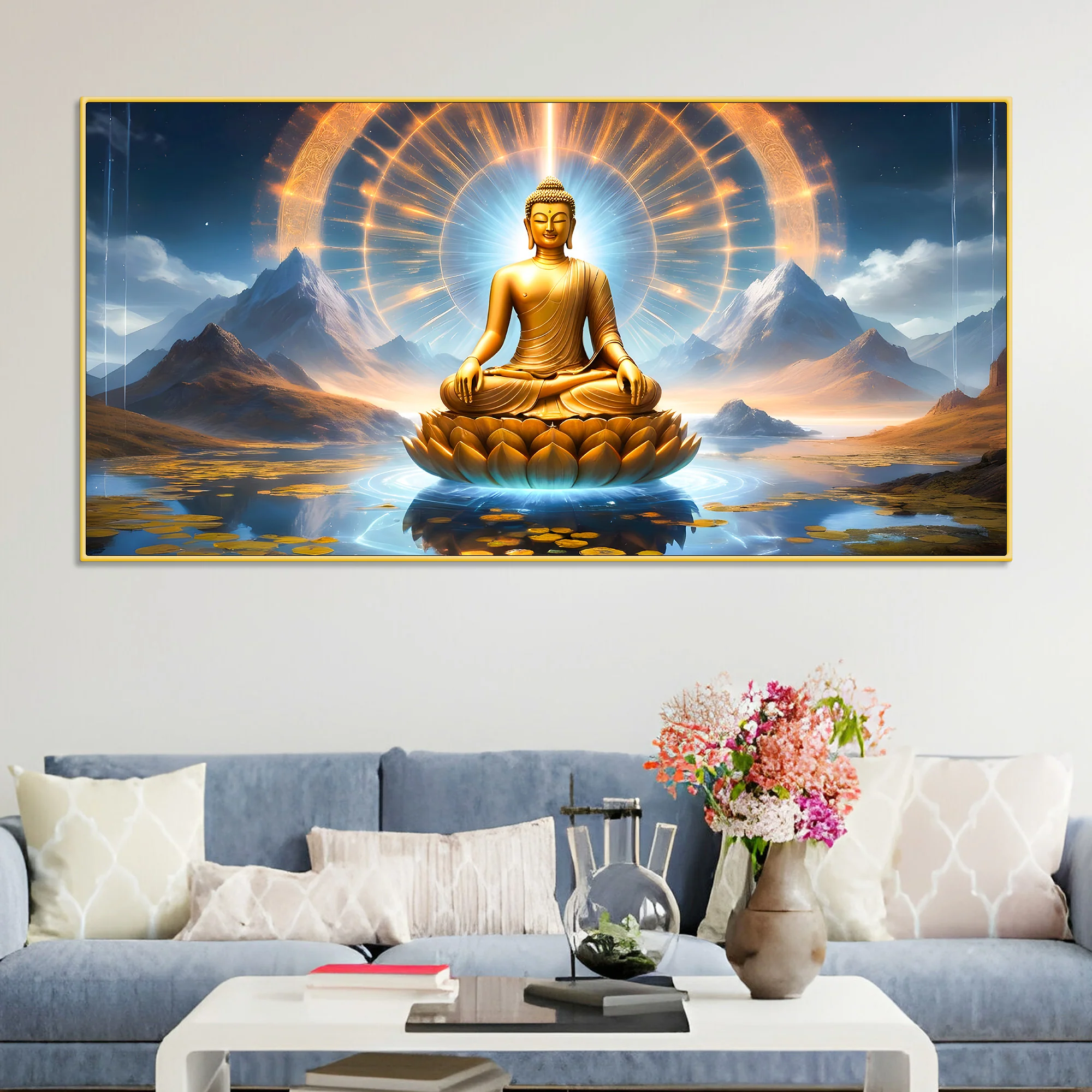 Decorative Buddha Canvas Painting for Living Room Wall