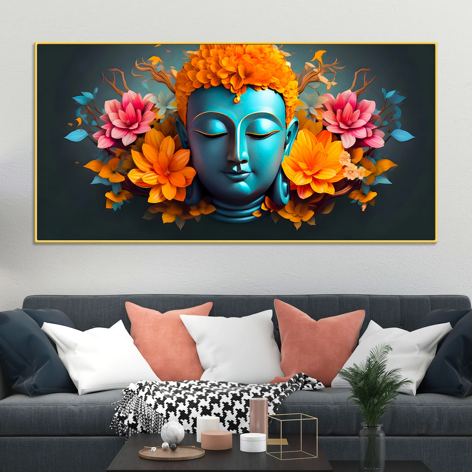 Decorative Buddha Wall Painting on Canvas for Modern Home