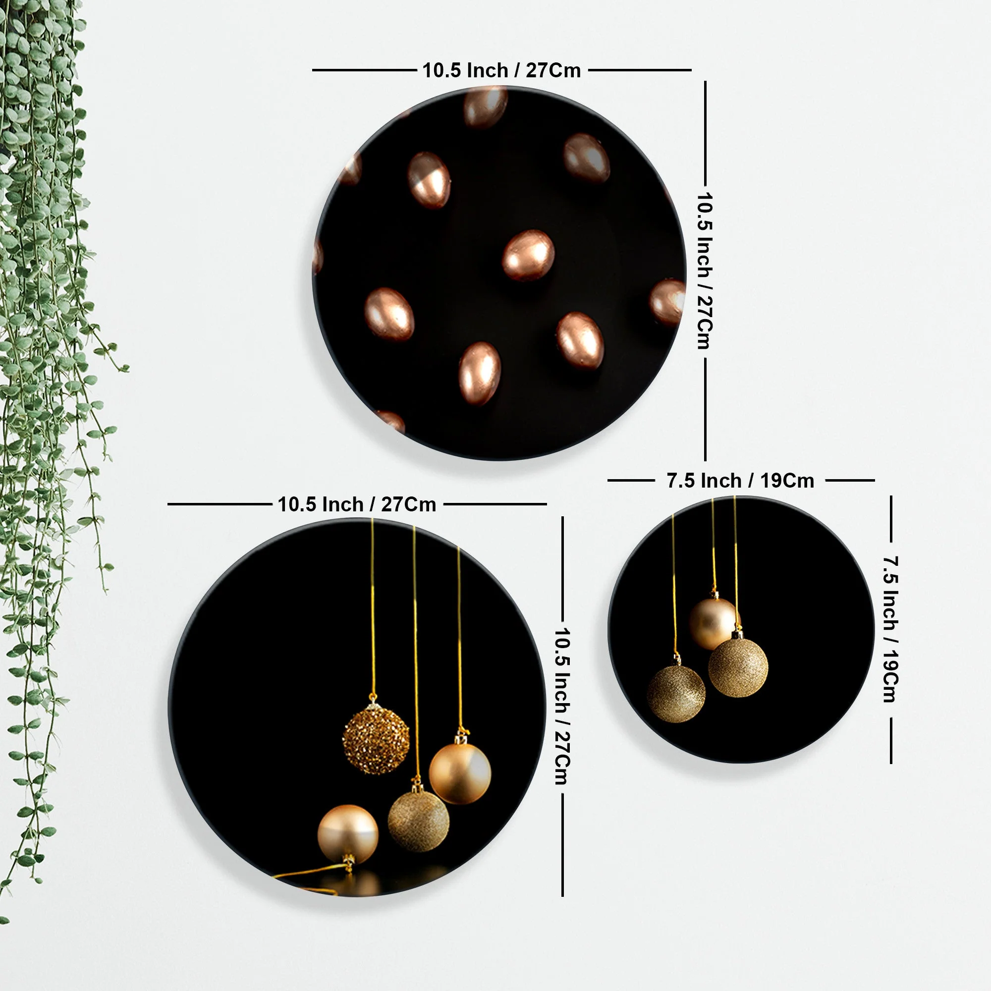 Decorative Christmas Balls Wall Plates Painting Set of Three - Image 7
