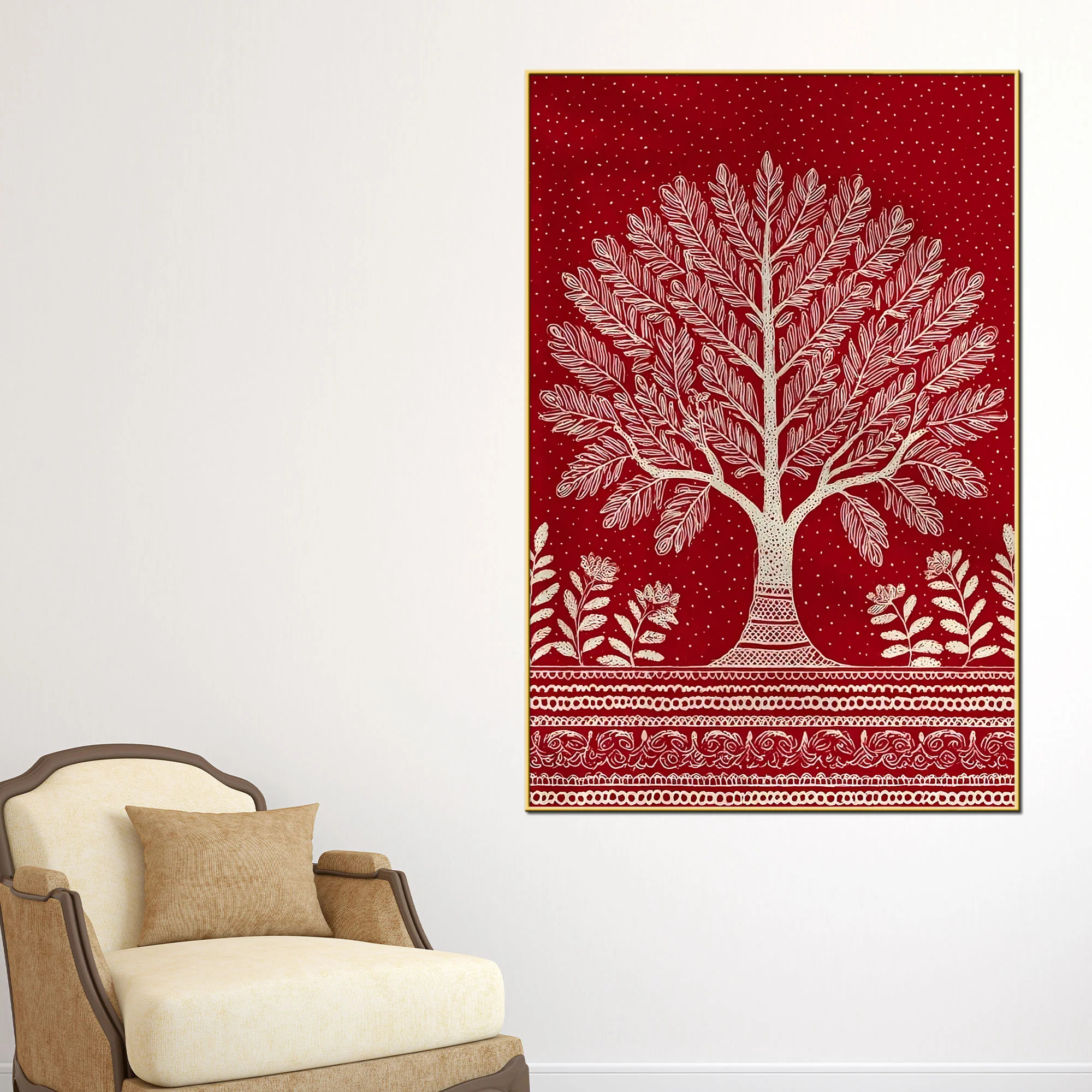 Decorative Indian Tree Canvas Wall Painting for Wall Decoration - Image 2