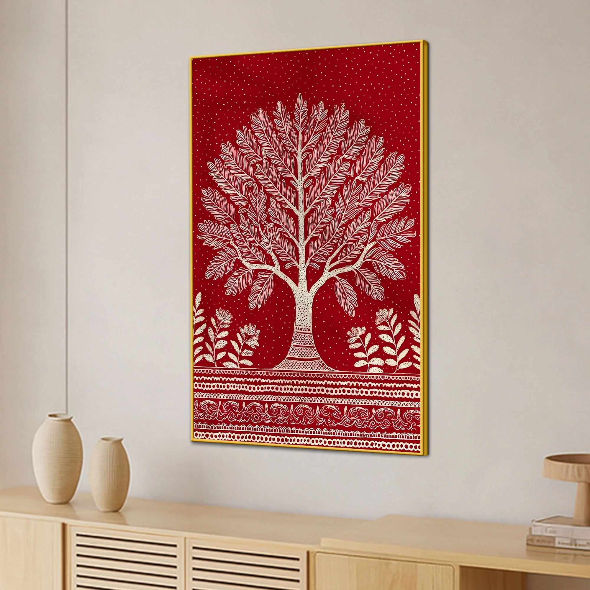 Decorative Indian Tree Canvas Wall Painting for Wall Decoration - Image 3