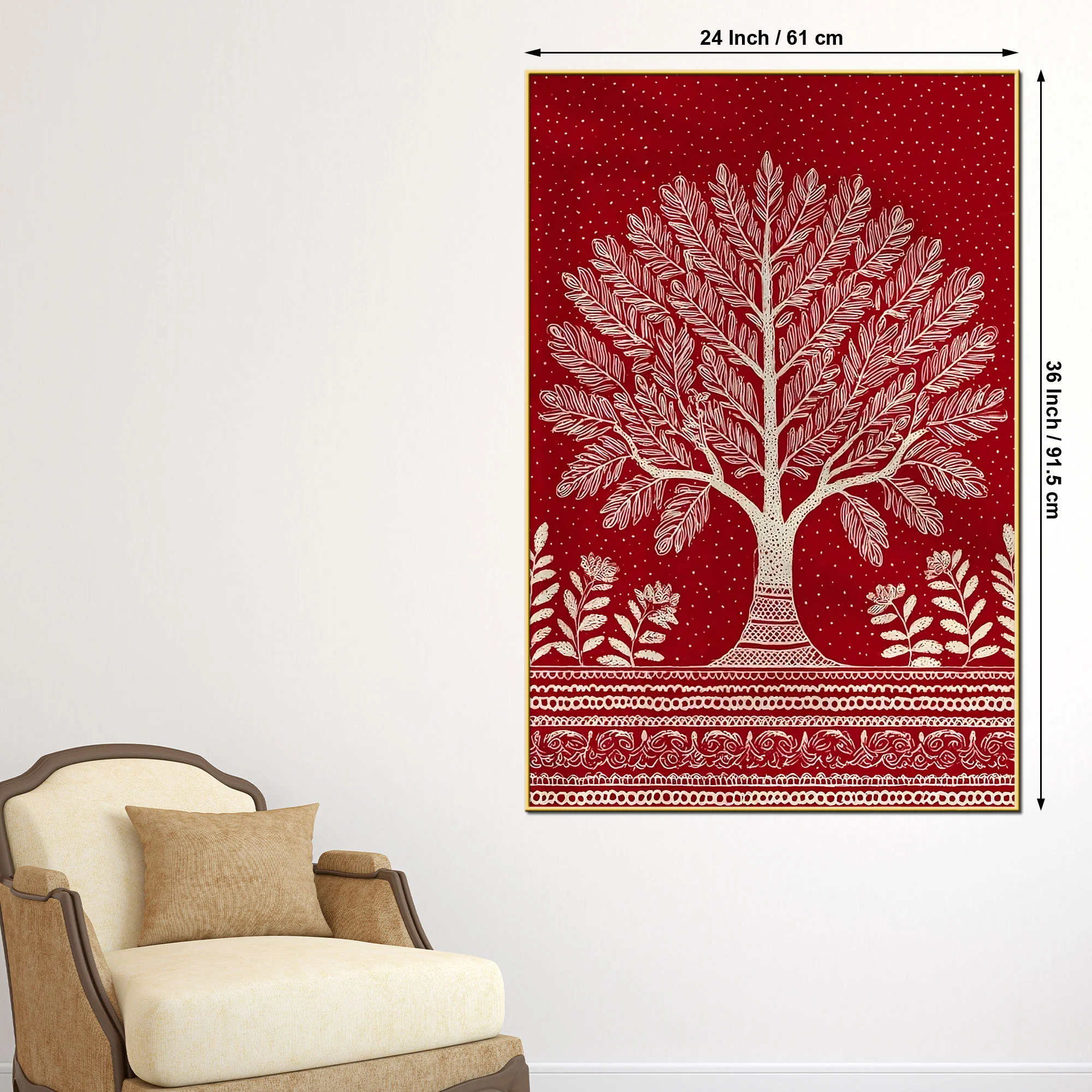 Decorative Indian Tree Canvas Wall Painting for Wall Decoration - Image 5