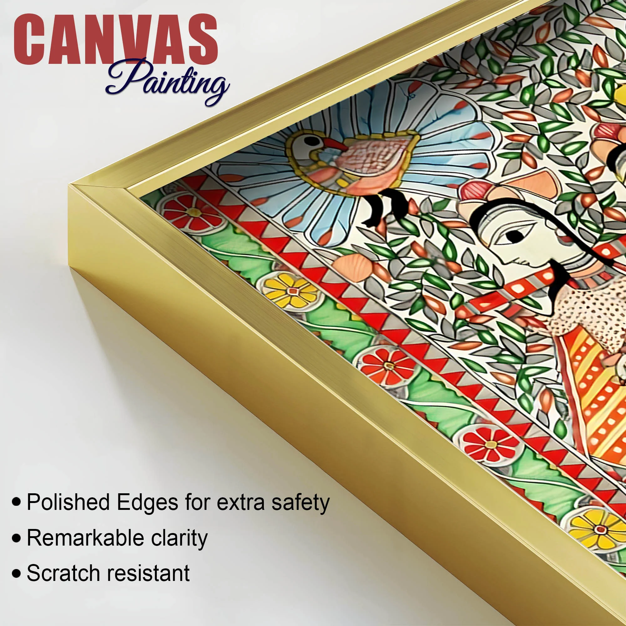 Decorative Madhubani Wedding Scene Canvas Wall Painting - Image 6