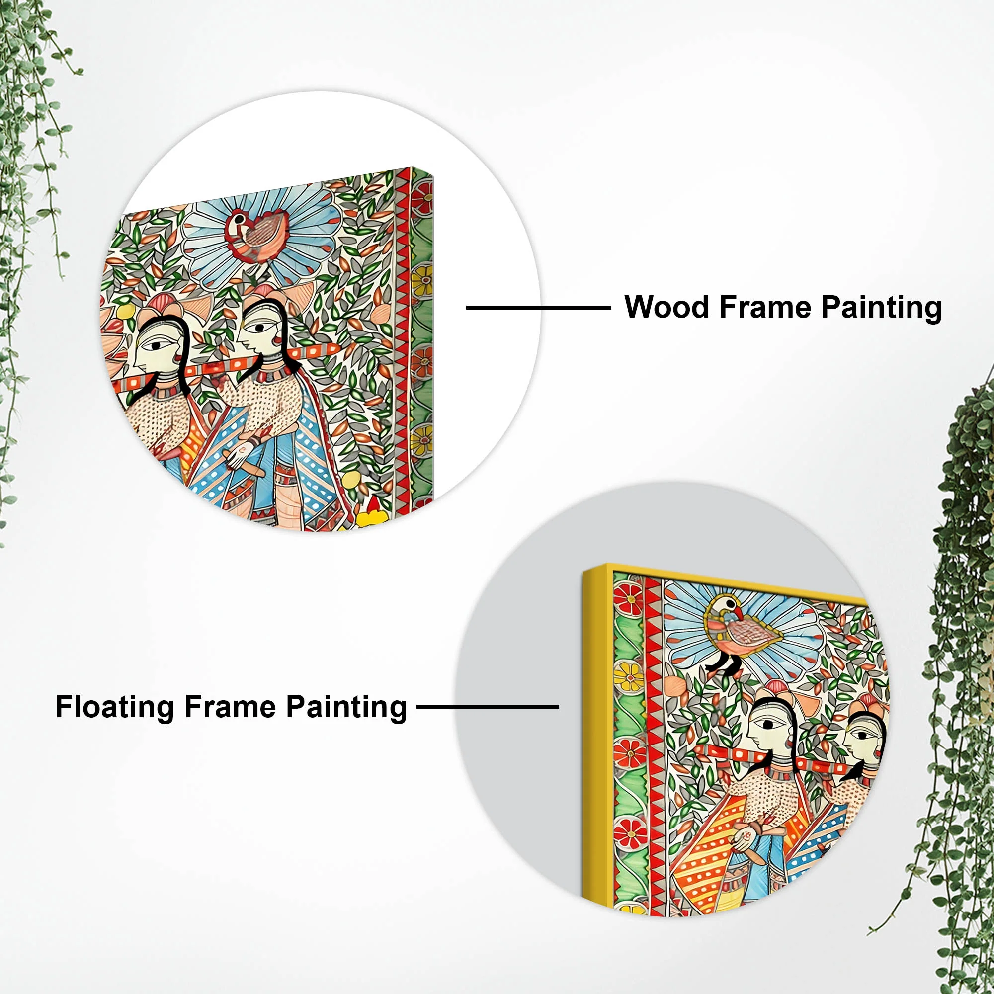 Decorative Madhubani Wedding Scene Canvas Wall Painting - Image 7