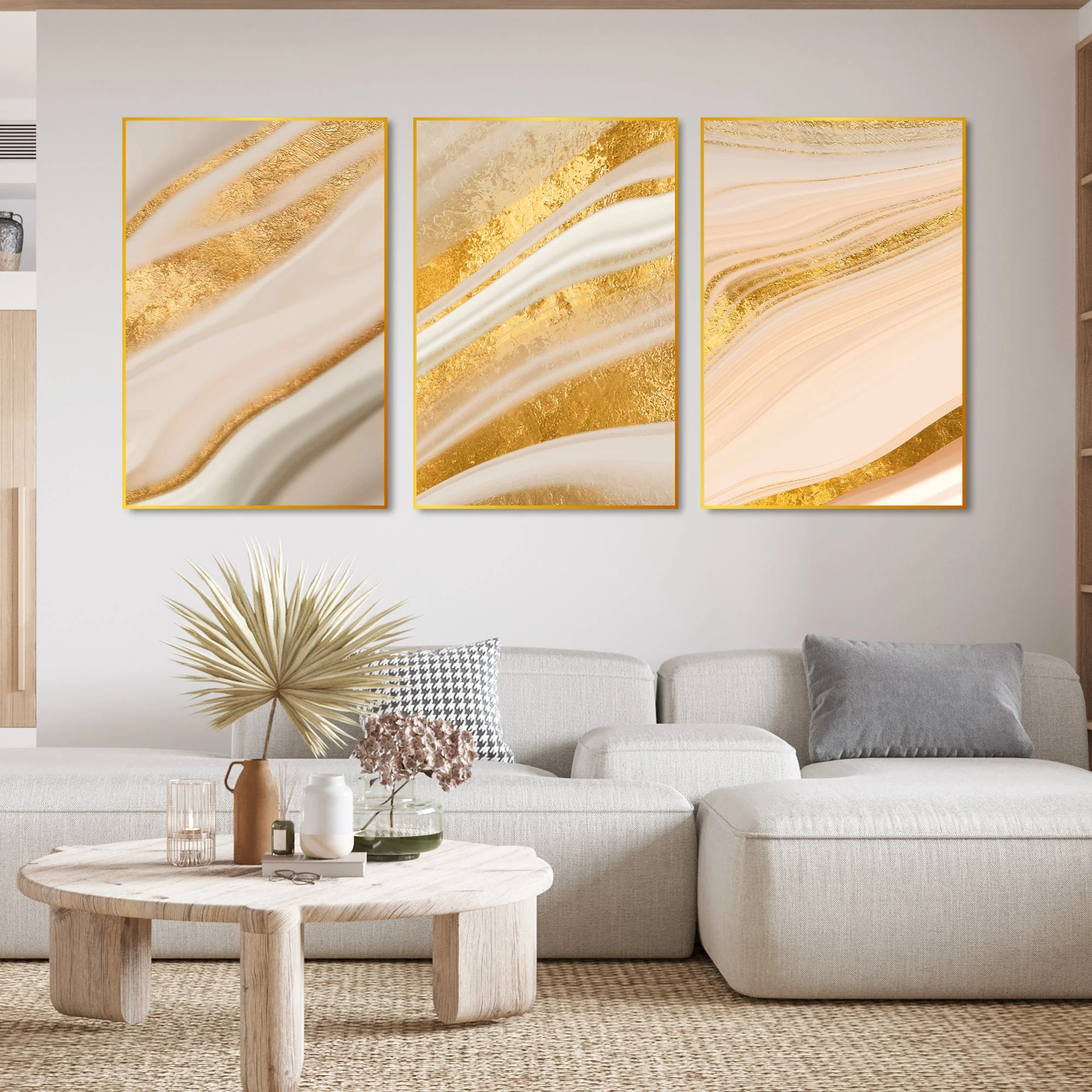 Decorative Pattern Floating Canvas Wall Painting Set of Three - Image 3