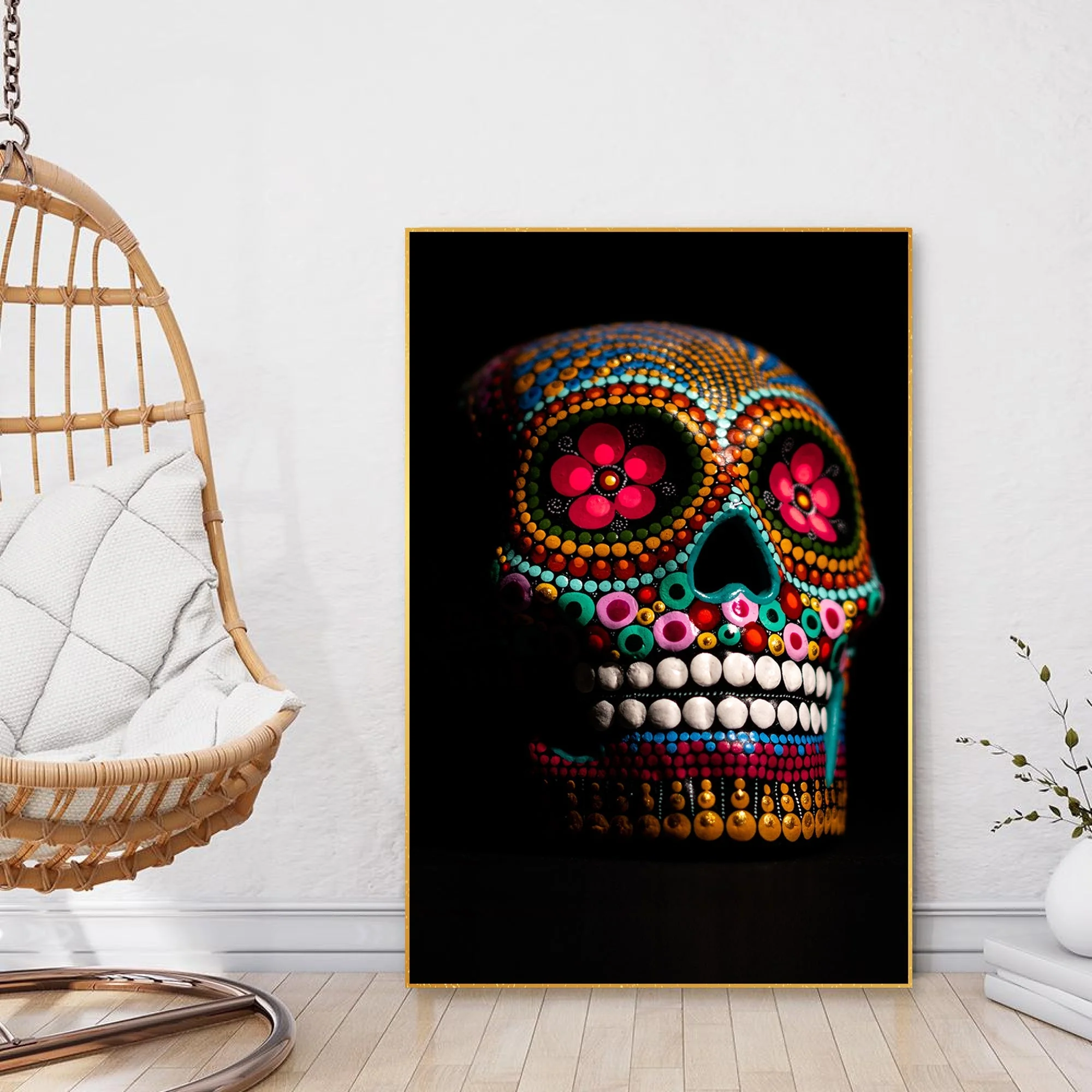 Decorative Skull Floating Canvas Wall Painting - Image 3