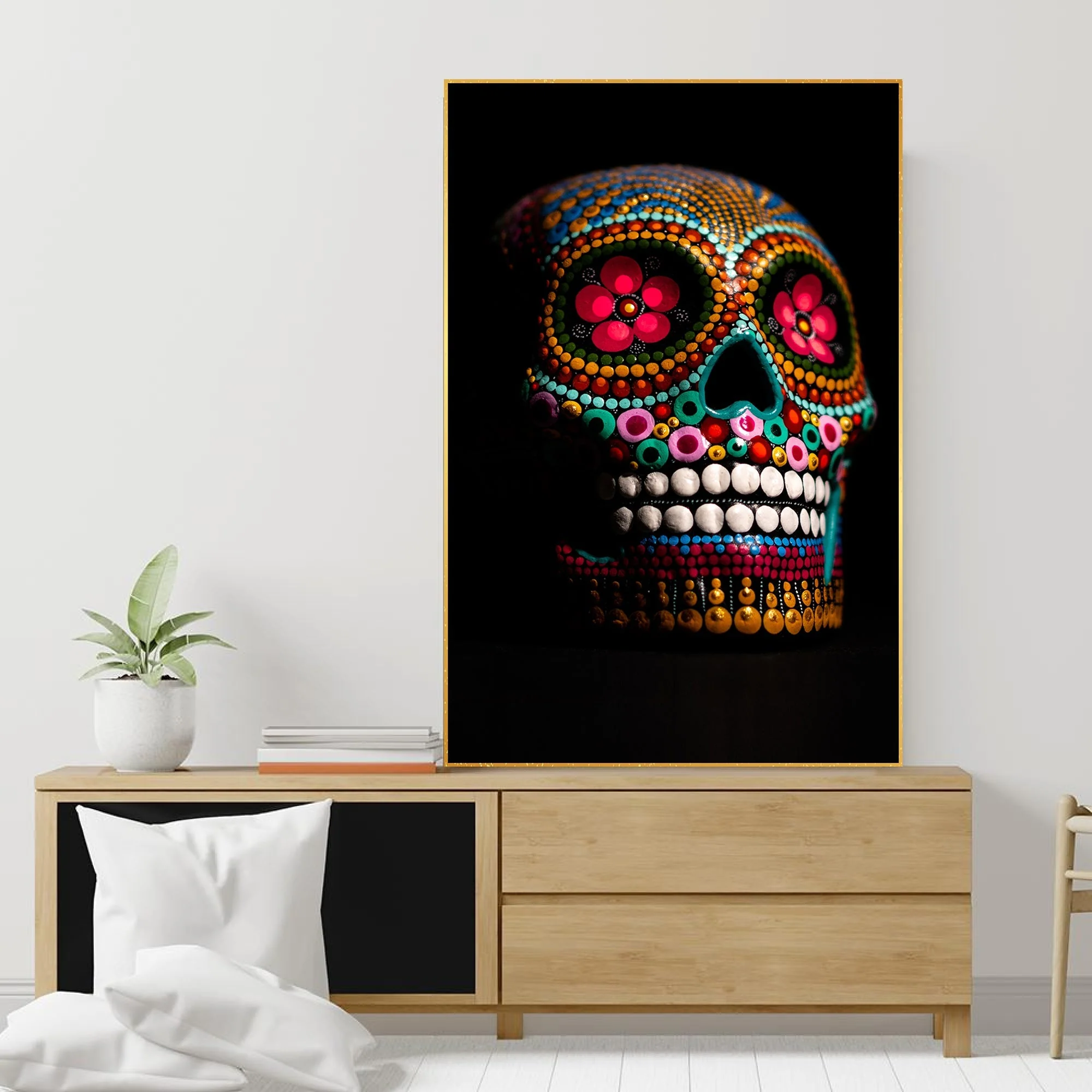 Decorative Skull Floating Canvas Wall Painting - Image 4