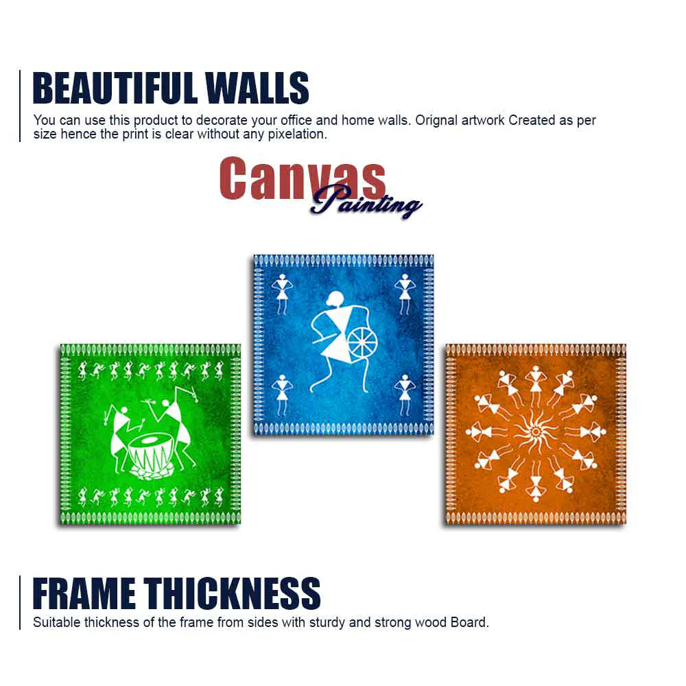 Decorative Warli Art Wall Hanging Painting Set of Three - Image 6
