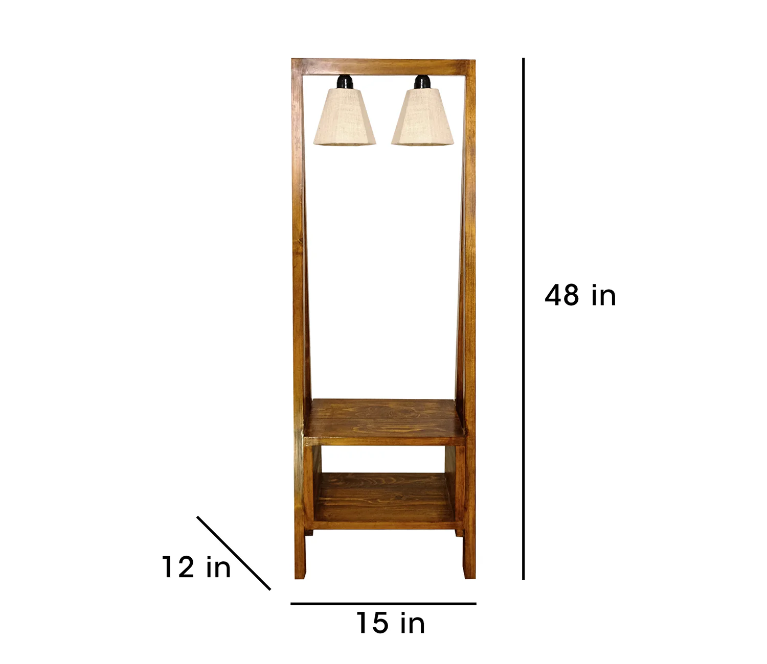 Decorative Wooden Floor Lamp with Brown Base and Jute Fabric Lampshade - Image 10