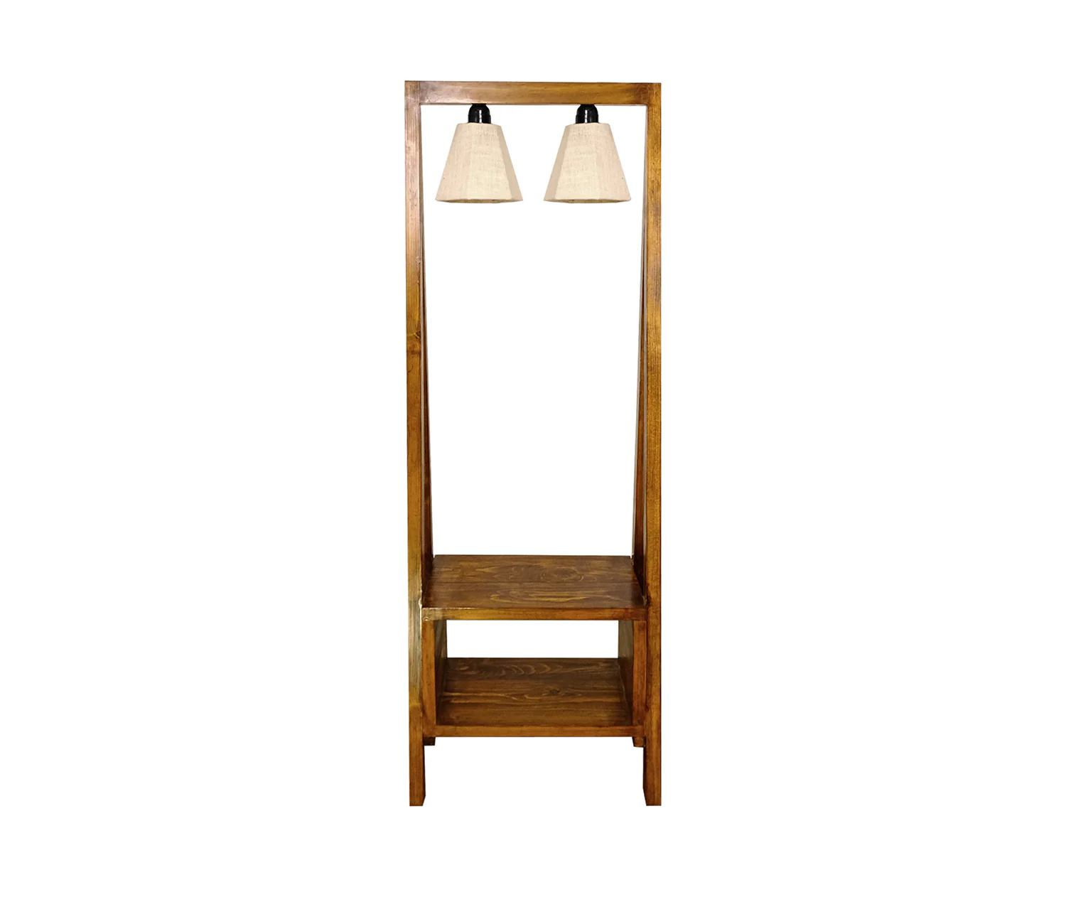 Decorative Wooden Floor Lamp with Brown Base and Jute Fabric Lampshade - Image 9