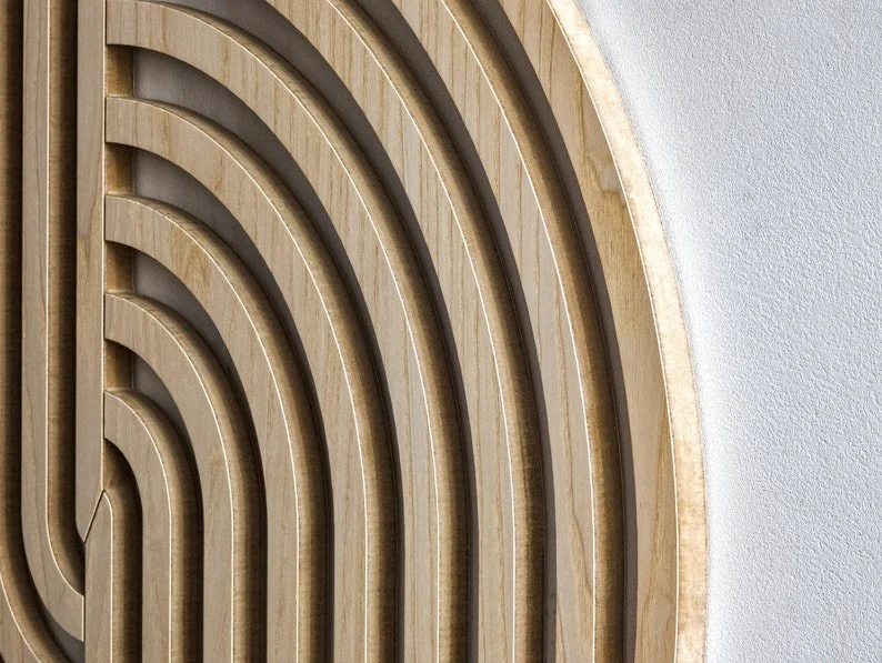 Decorative Wooden Wall Hanging Decor with Half Arc Pattern - Image 3