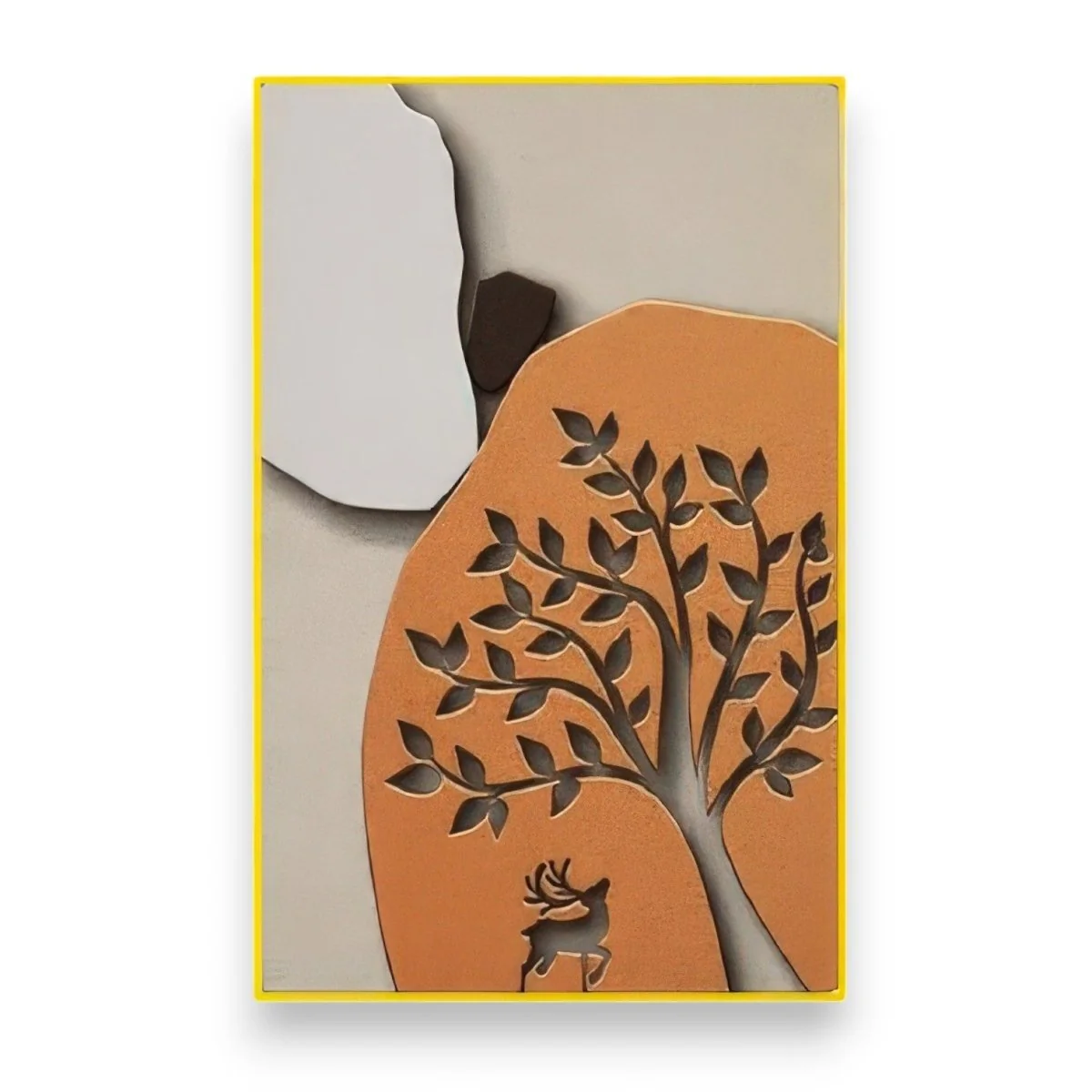 Deer Cutout in Earthy Orange Frame 3D Wall Art Home Decor - Image 4