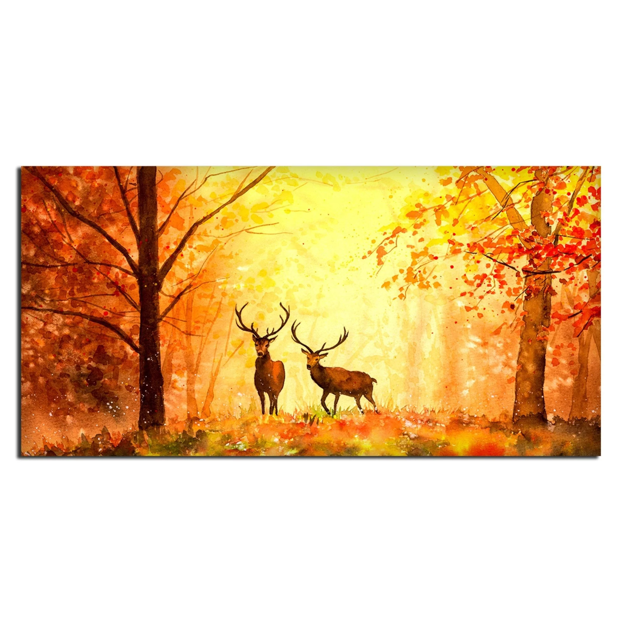 Deer in Autumn Forest Premium Canvas Wall Painting - Image 4