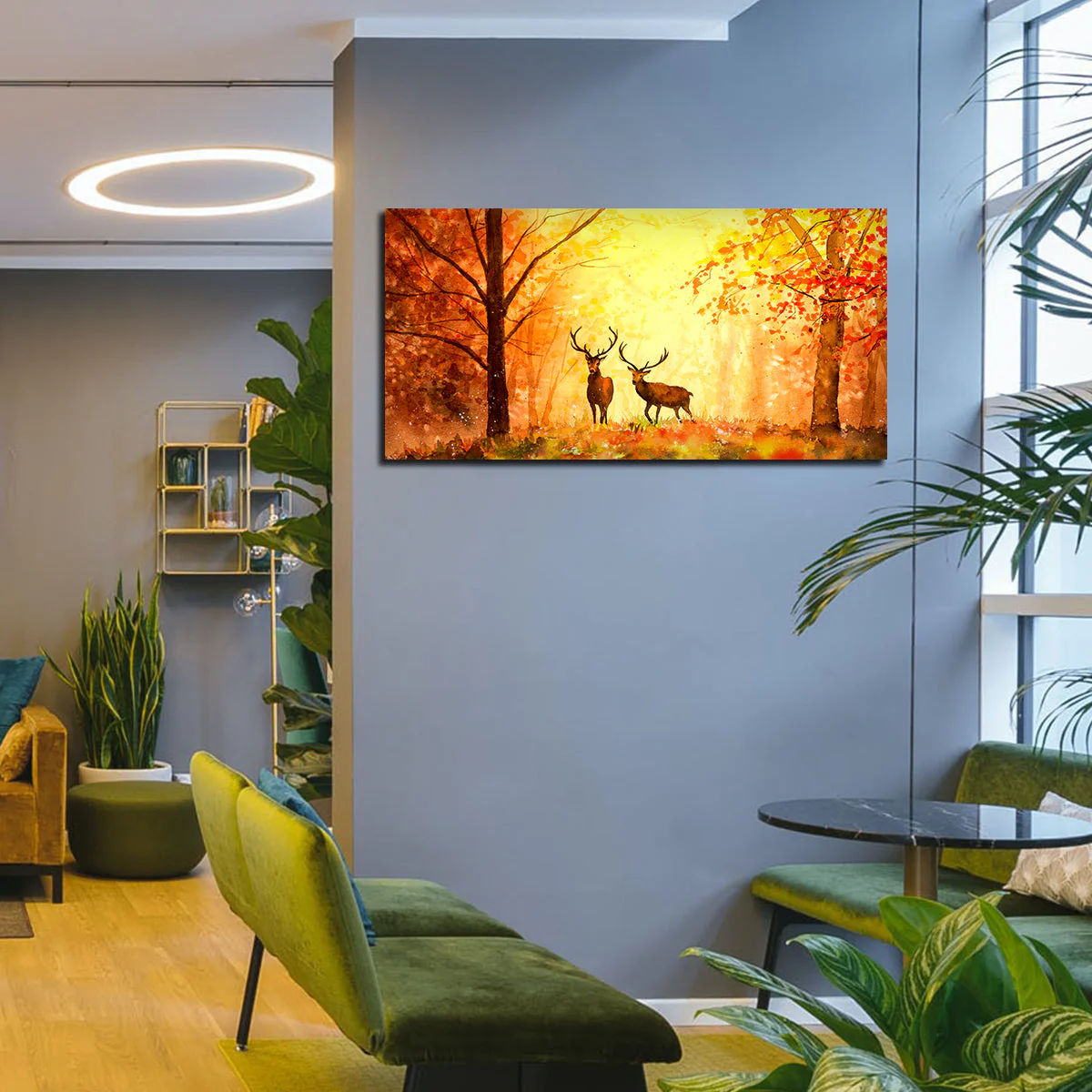 Deer in Autumn Forest Premium Canvas Wall Painting - Image 5