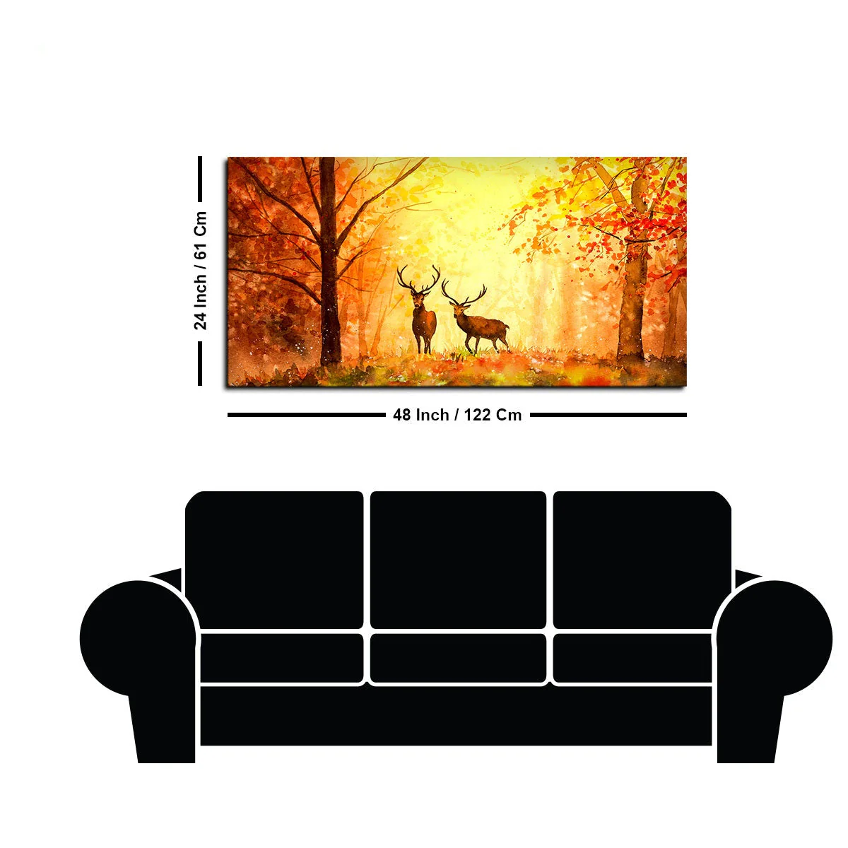 Deer in Autumn Forest Premium Canvas Wall Painting - Image 7