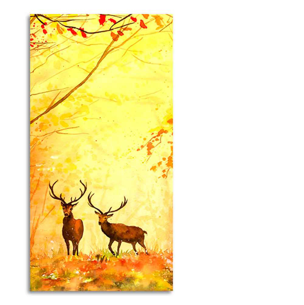 Deer in Autumn Forest Vertical Canvas Wall Painting - Image 6