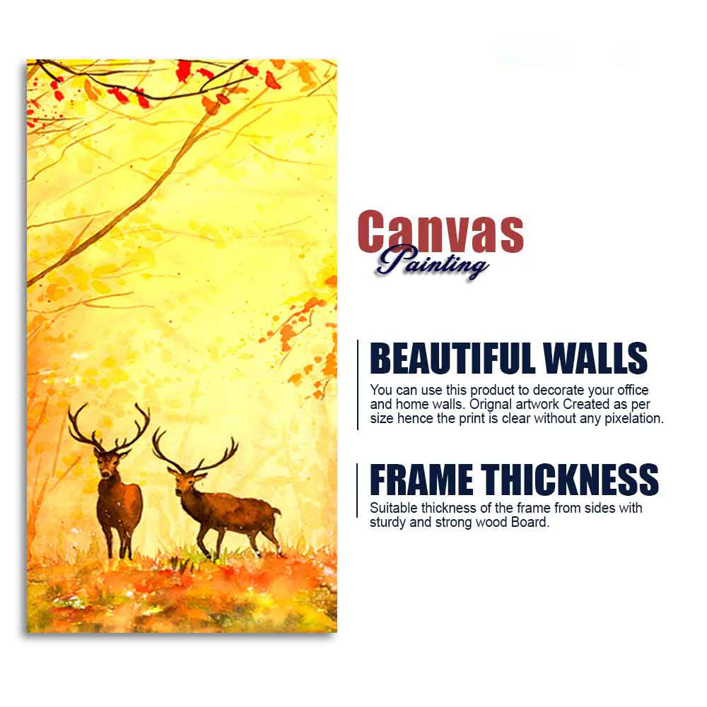Deer in Autumn Forest Vertical Canvas Wall Painting - Image 8