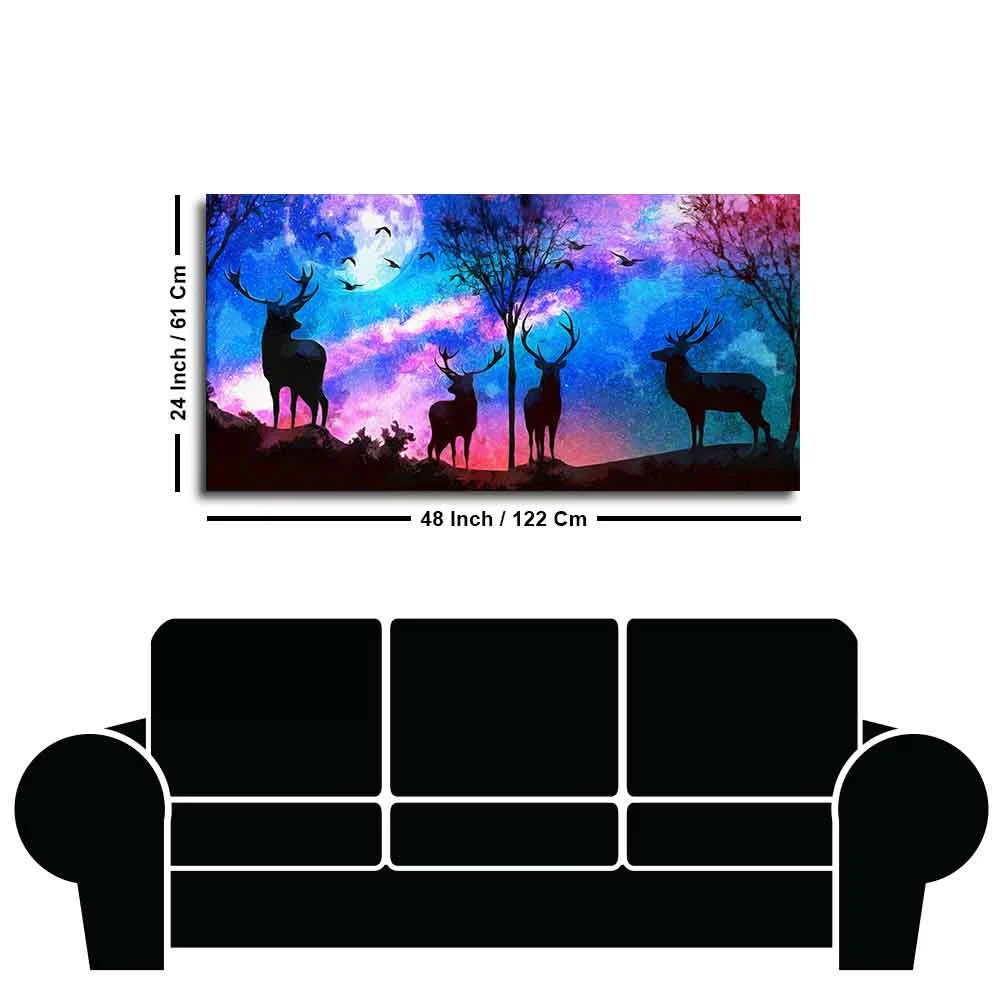 Deer Silhouette Colorful Sky Wall Painting - Image 7