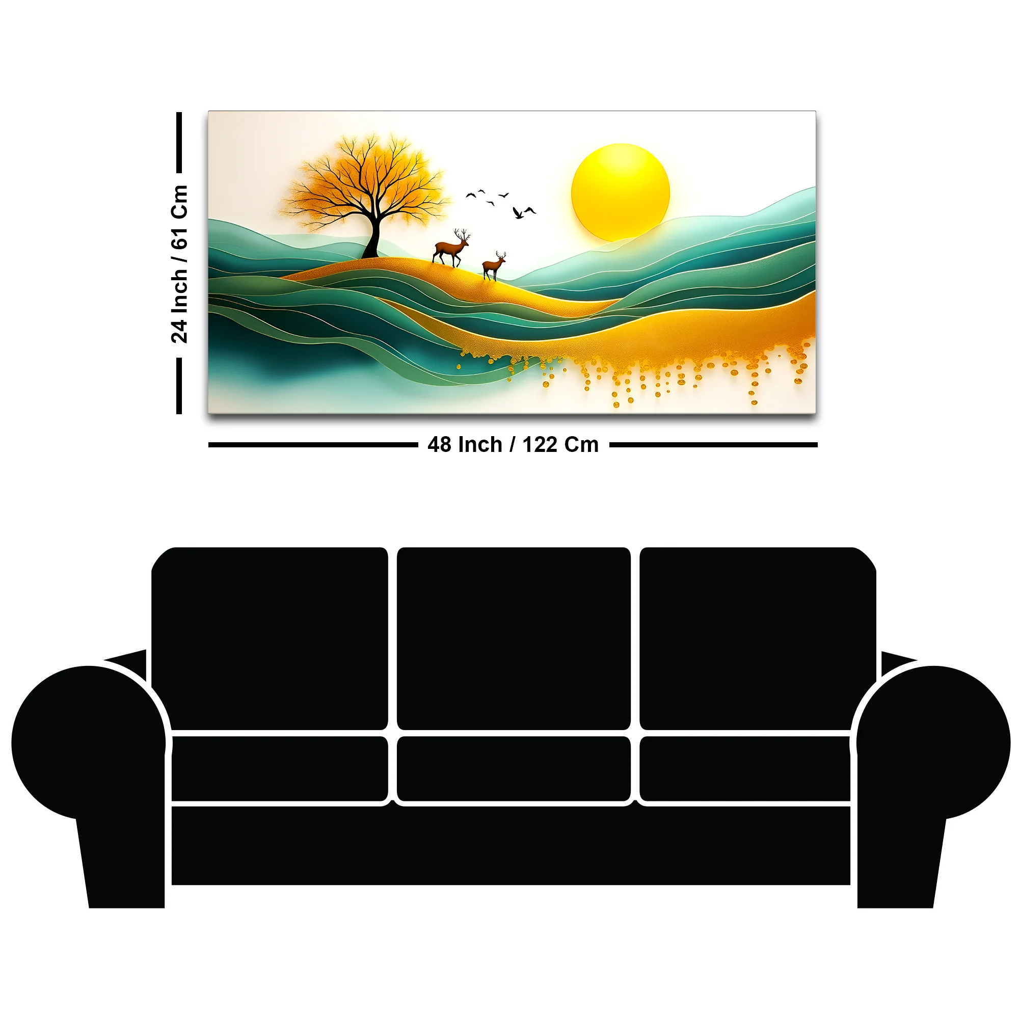 Deer Sunrise Landscape Wall Painting for Home & Office - Image 8