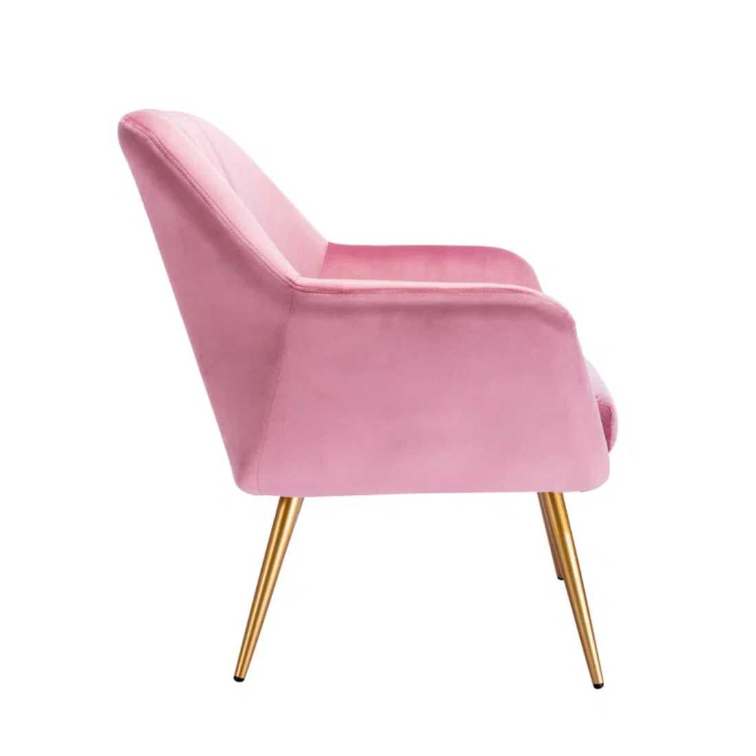 Dense Padded Bright Pink Comfy Velvet Accent Chair - Image 4