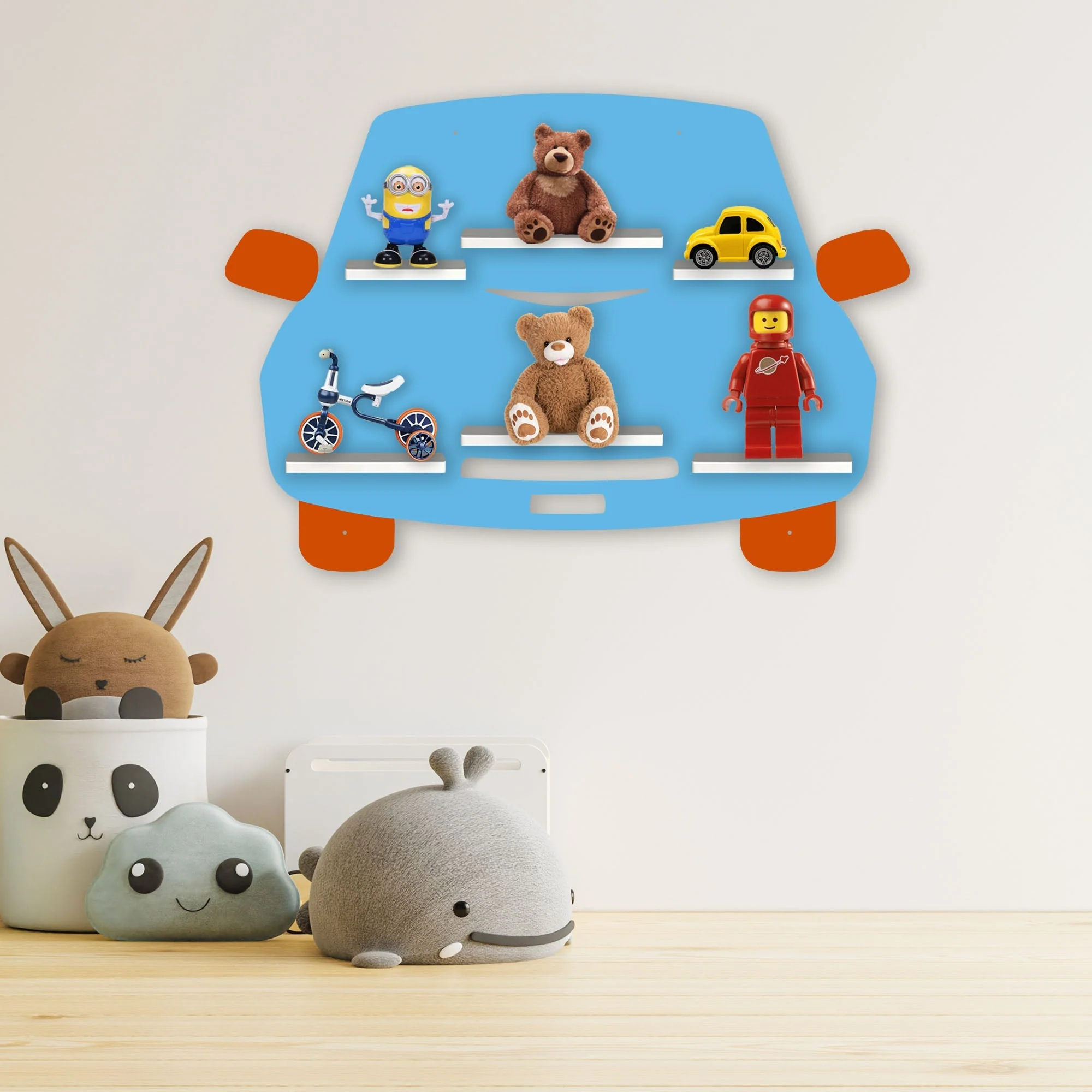 Designer Car Wooden LED Light Wall Shelf for Kids - Image 4