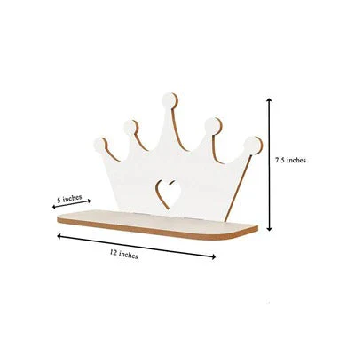 Designer Crown Royality Wooden Wall Mounted Shelf Set of Four with White Finish - Image 3