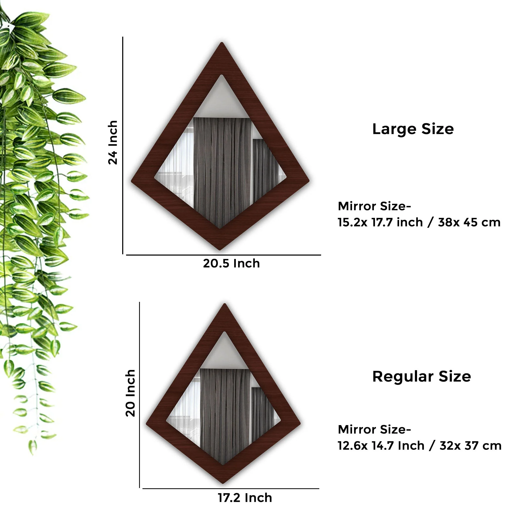 Designer Geometrical Shape Wooden Wall Mirror - Image 3