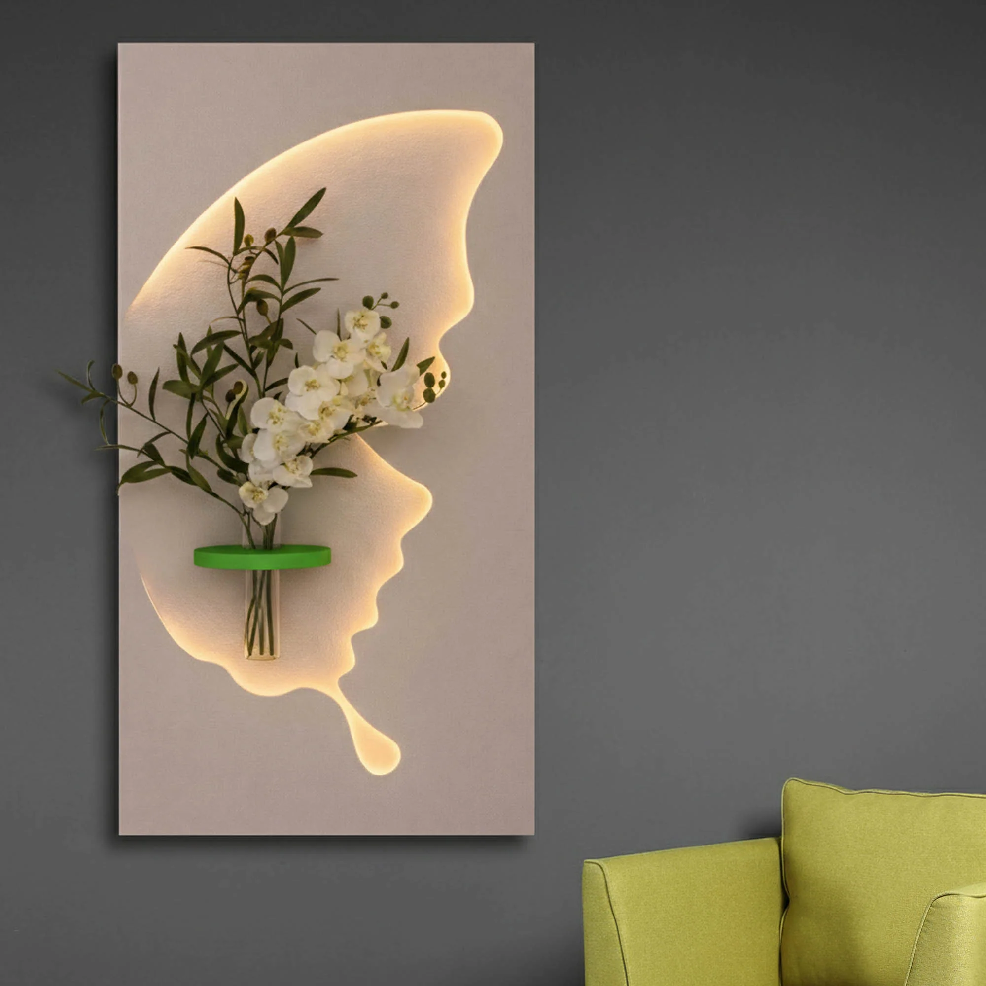 Designer Light Form Wall Art with Floral Insert - Image 5