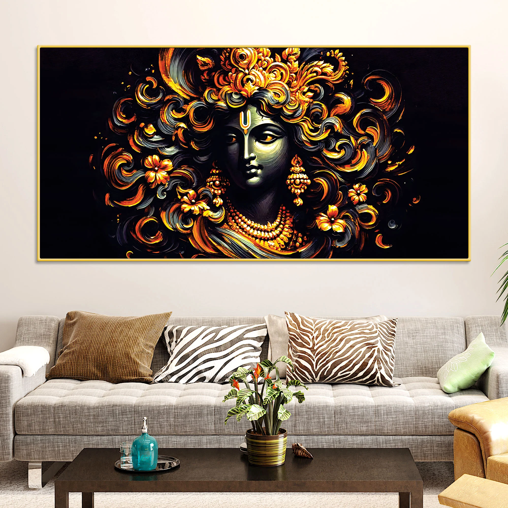 Designer Lord Krishna Canvas Painting for Luxury Wall Decoration - Image 2