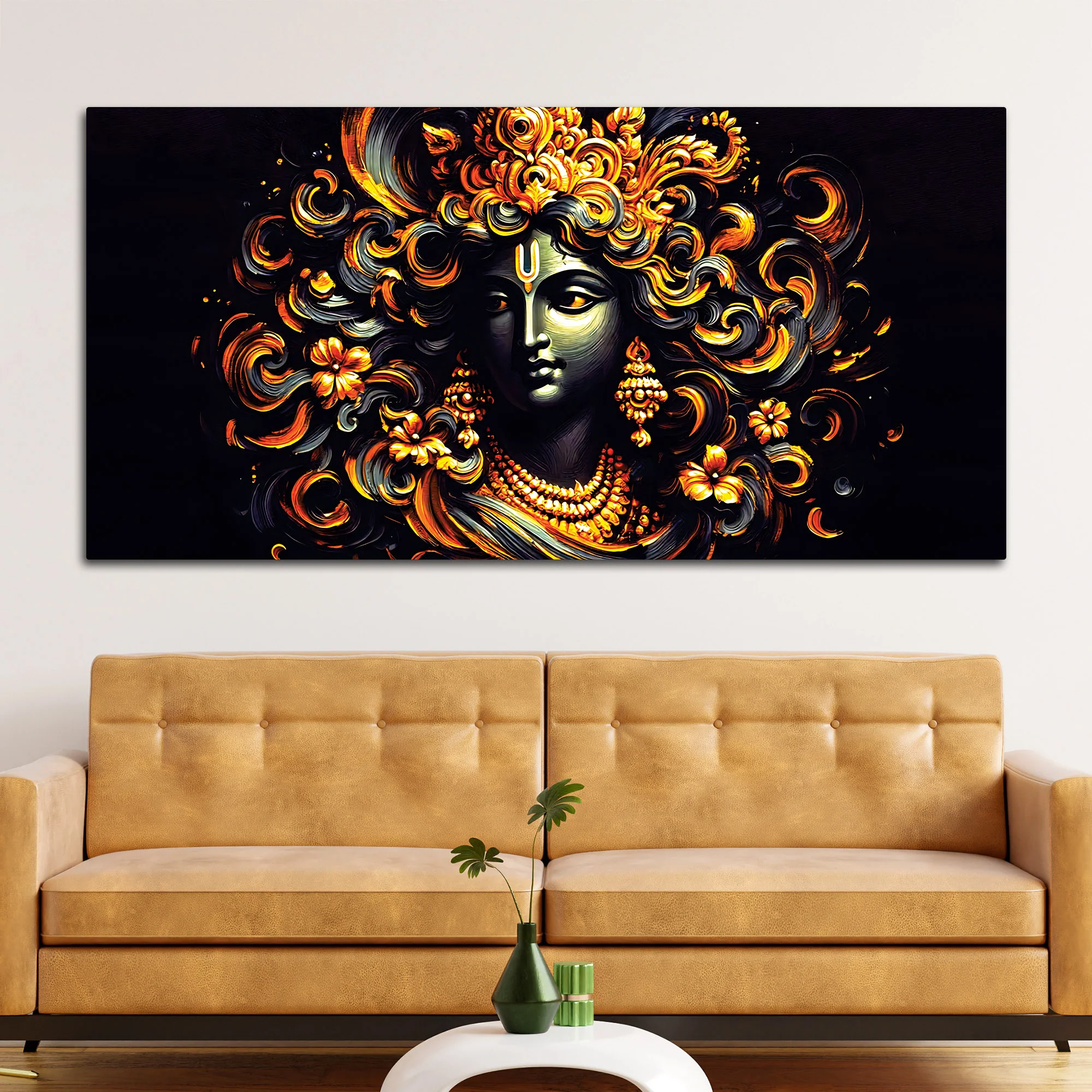 Designer Lord Krishna Canvas Painting for Luxury Wall Decoration - Image 3