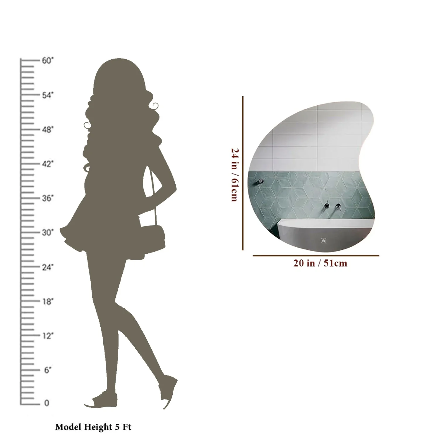 Designer Organic Shaped Wall Mirror with LED Light - Image 4