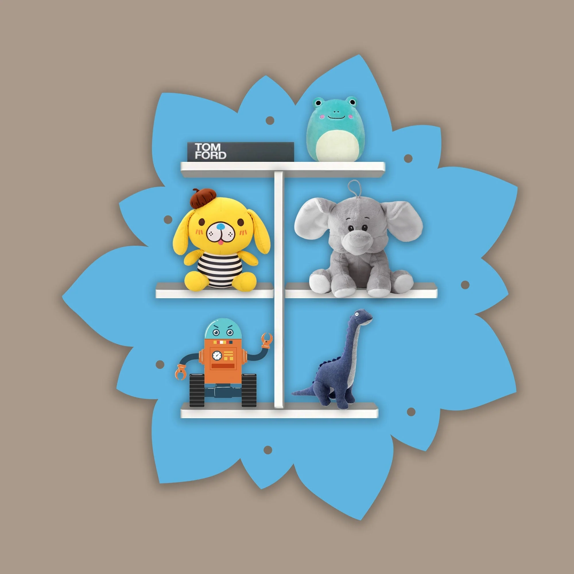 Designer Rangoli Shape Wooden LED Light Wall Shelf for Kids - Image 4