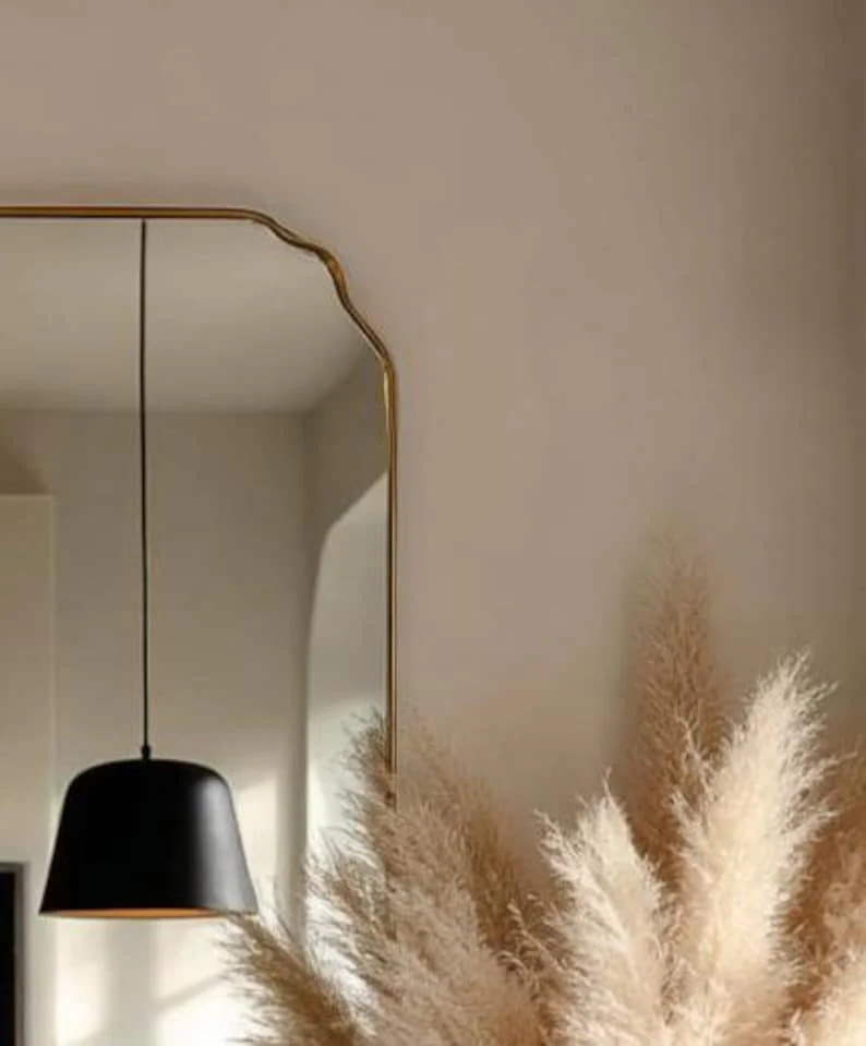 Designer Wall Mirror with Gold Border | Modern Vanity & Living Room Décor - Image 5