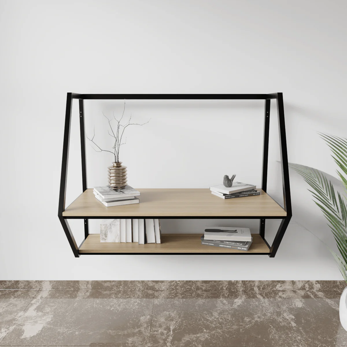 Designer Wooden Wall Mounted Desk for Books & Decor - Image 14
