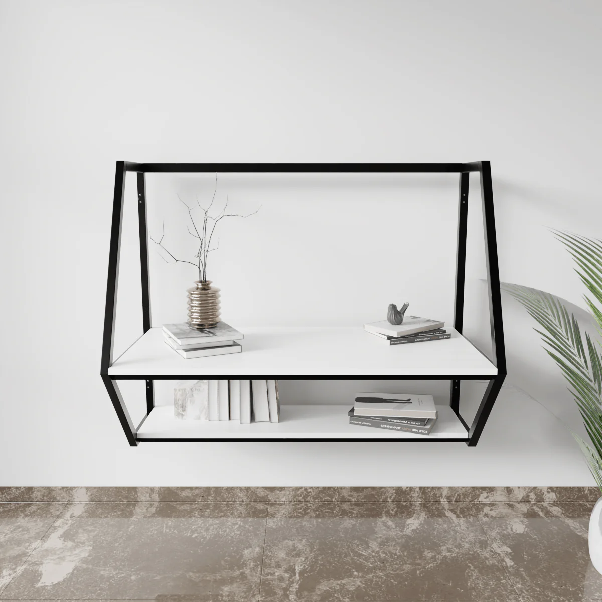 Designer Wooden Wall Mounted Desk for Books & Decor - Image 16
