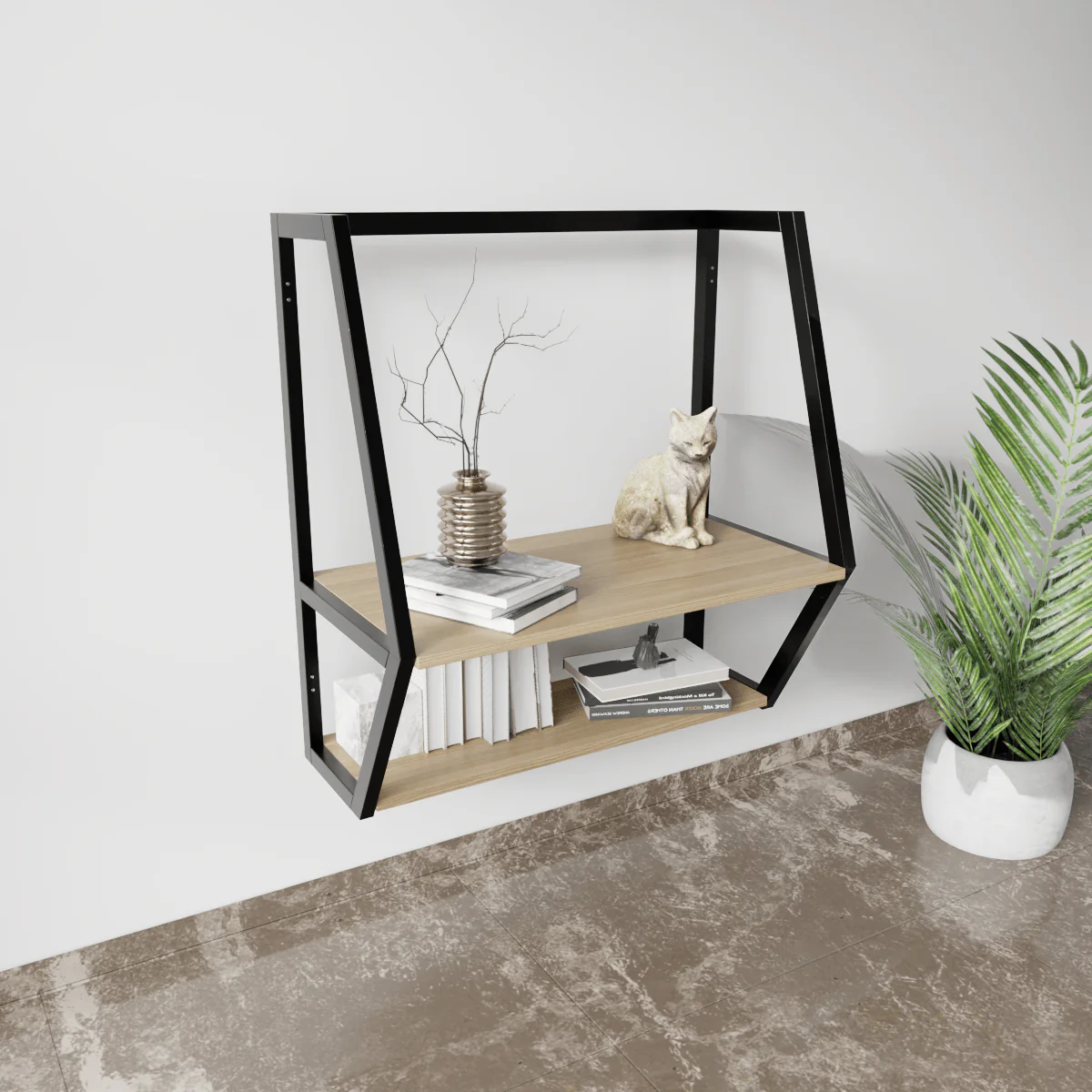 Designer Wooden Wall Mounted Desk for Books & Decor - Image 17