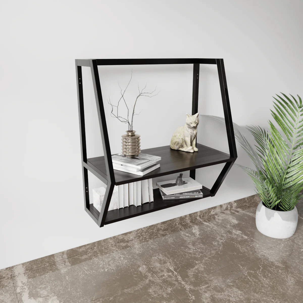 Designer Wooden Wall Mounted Desk for Books & Decor - Image 18