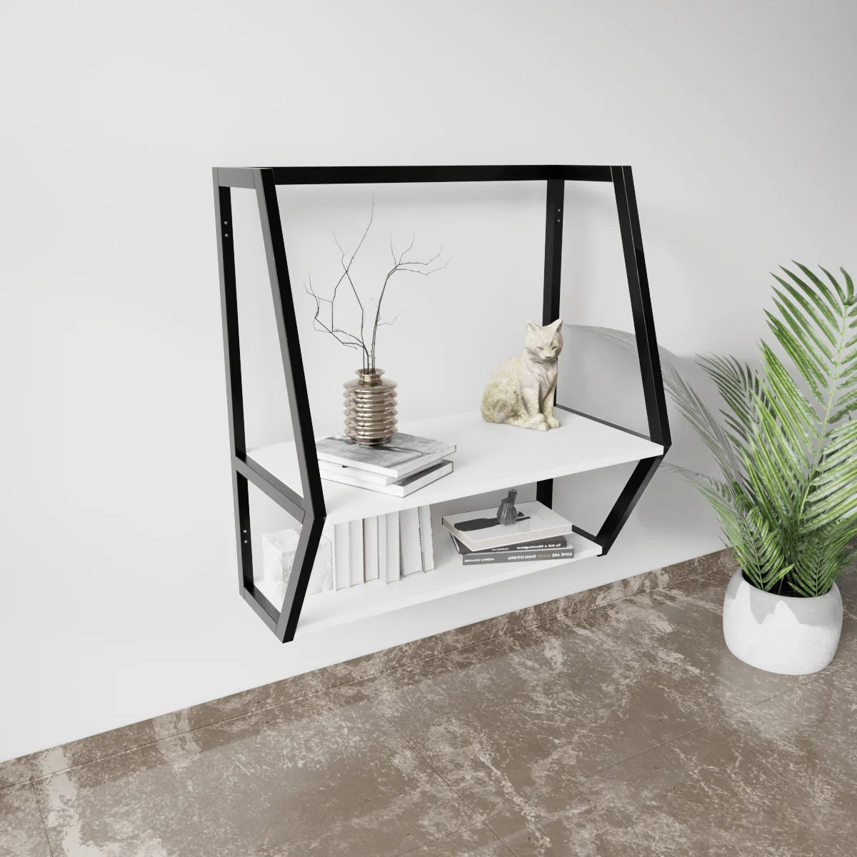 Designer Wooden Wall Mounted Desk for Books & Decor - Image 19