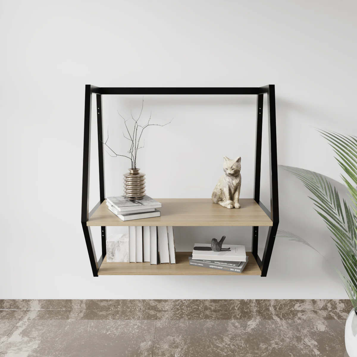 Designer Wooden Wall Mounted Desk for Books & Decor - Image 20