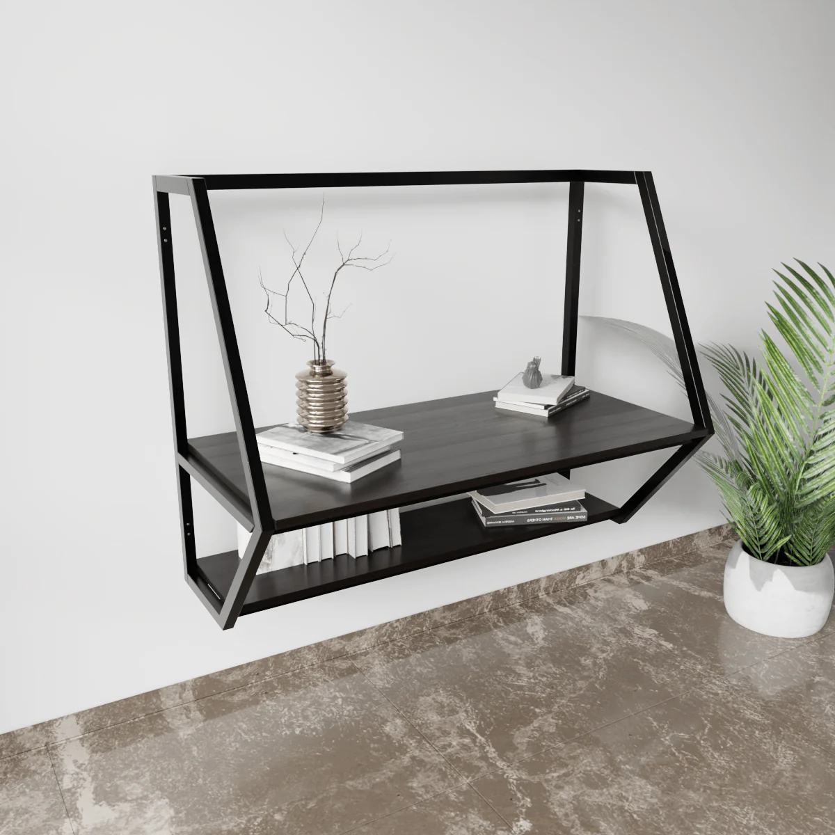 Designer Wooden Wall Mounted Desk for Books & Decor - Image 35
