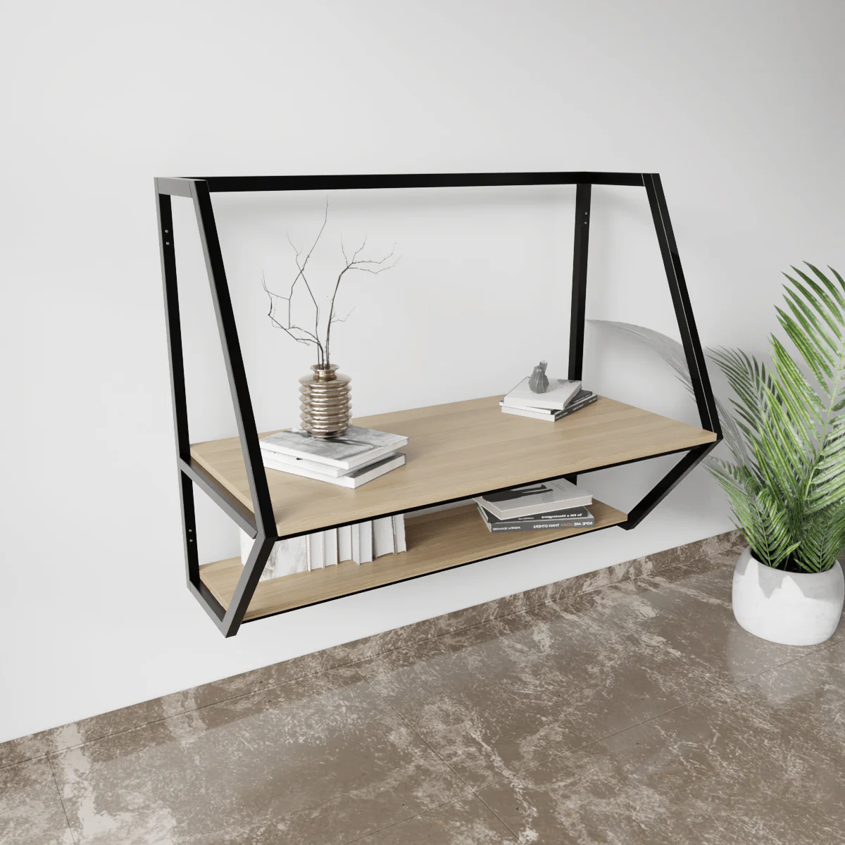 Designer Wooden Wall Mounted Desk for Books & Decor - Image 41