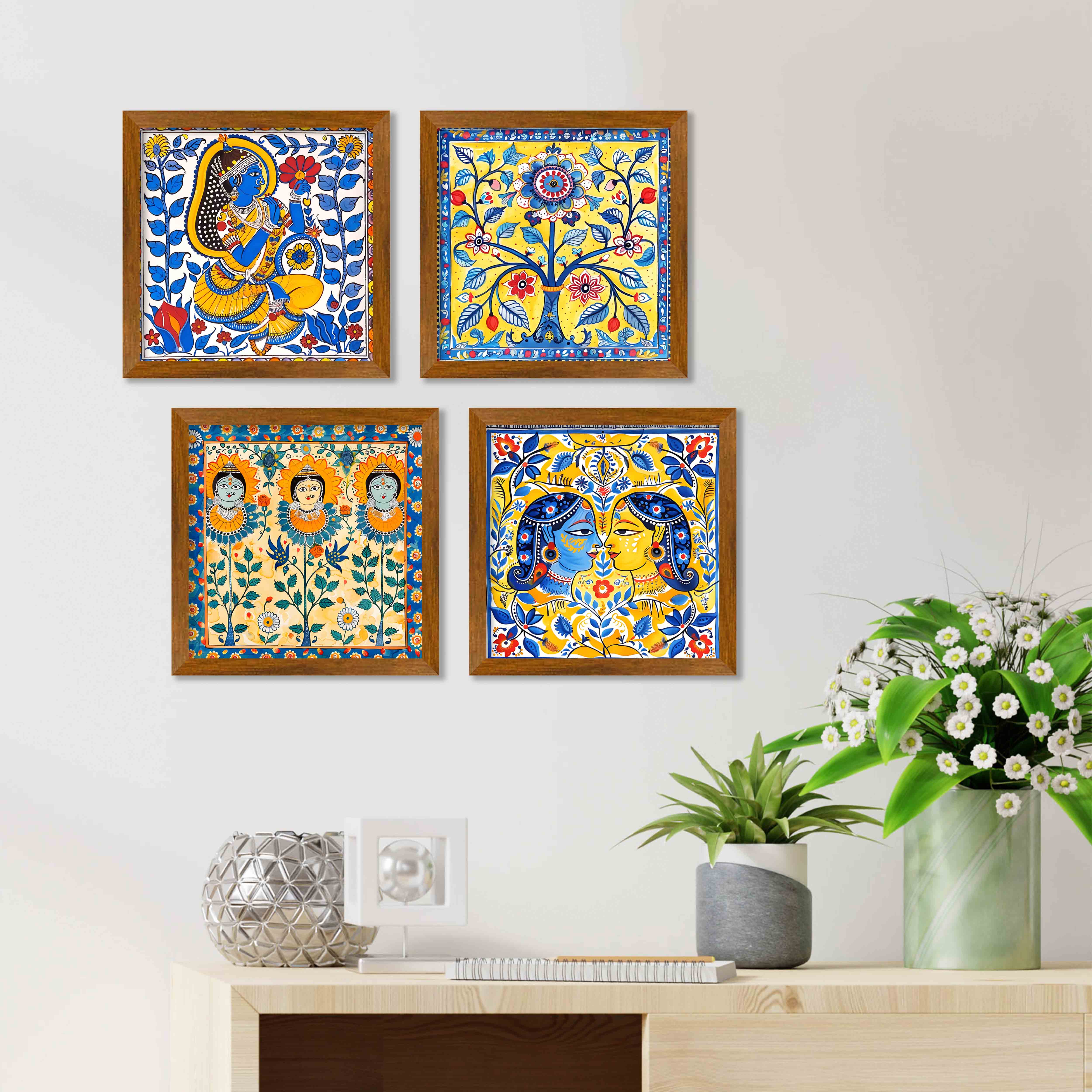 Detailed Madhubani Art Wall Frame Set of Four - Image 2