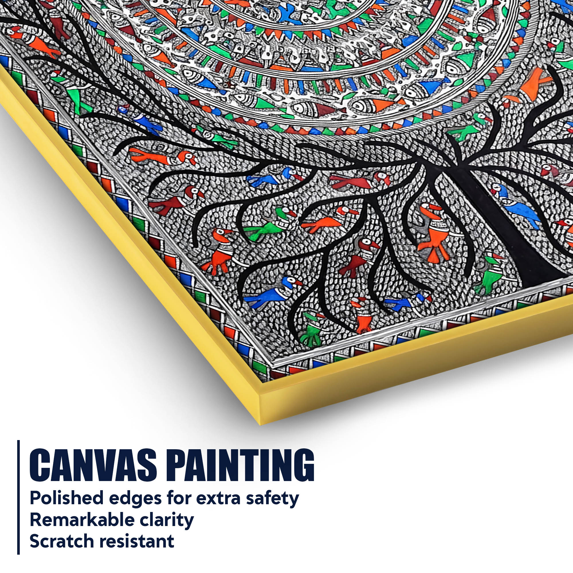 Detailed Madhubani Canvas Wall Painting for Home Décor - Image 4